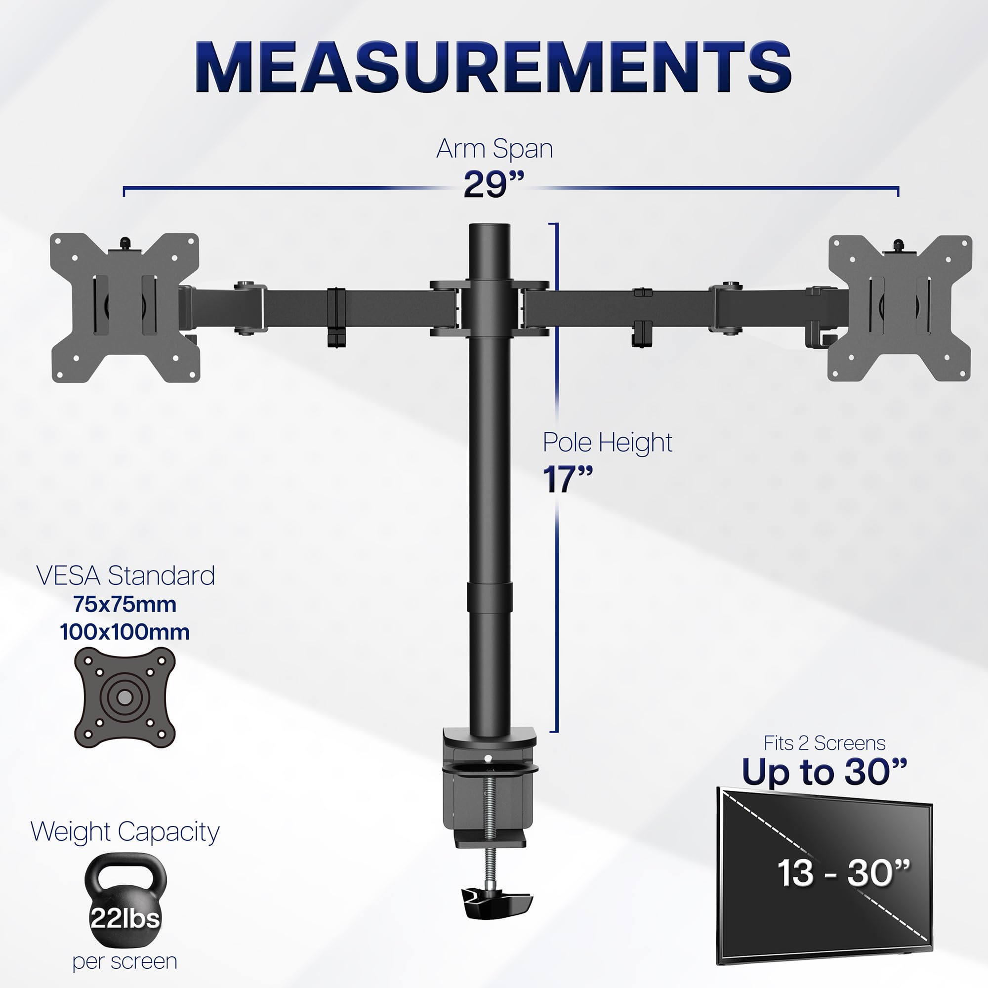 VIVO Dual Monitor Desk Mount, Holds 2 Computer Screens up to 30 inches and 22lbs Each, Heavy Duty Fully Adjustable Steel Stand with C-Clamp and Grommet, Black, STAND-V002 🍁 All In One Marketplace Canada