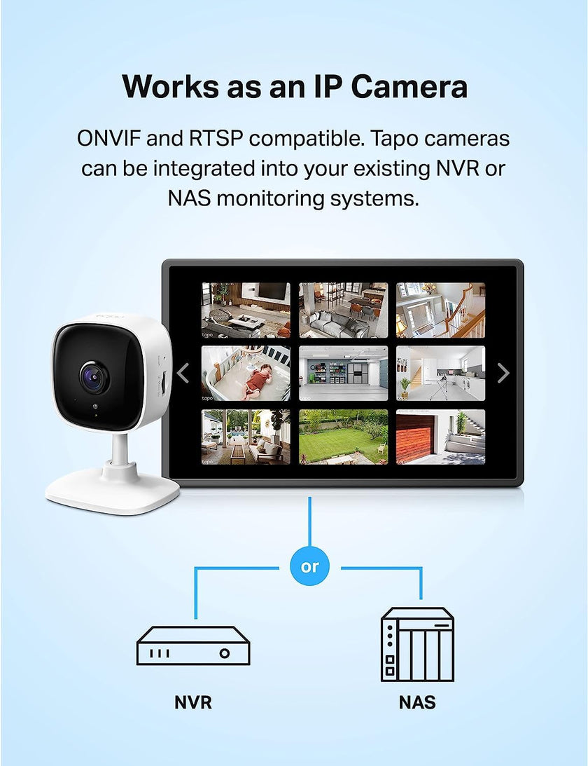 Tapo Smart Home Security WiFi Camera for Baby/Pet, 2.4GHz Wi-Fi Connection Required, 1080p (Full HD), Up to 30 ft Night Vision, Up to 128 GB microSD Card Slot, Works w/Alexa and Google (Tapo C100) 🍁 All In One Marketplace Canada