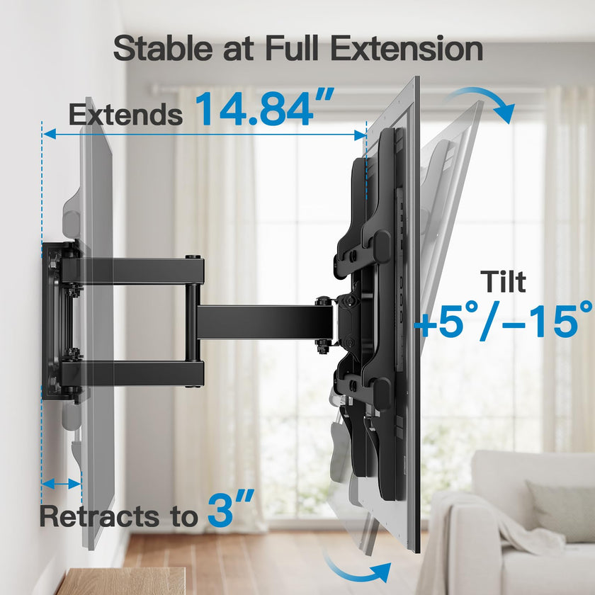 Pipishell Full Motion TV Wall Mount for 37-84