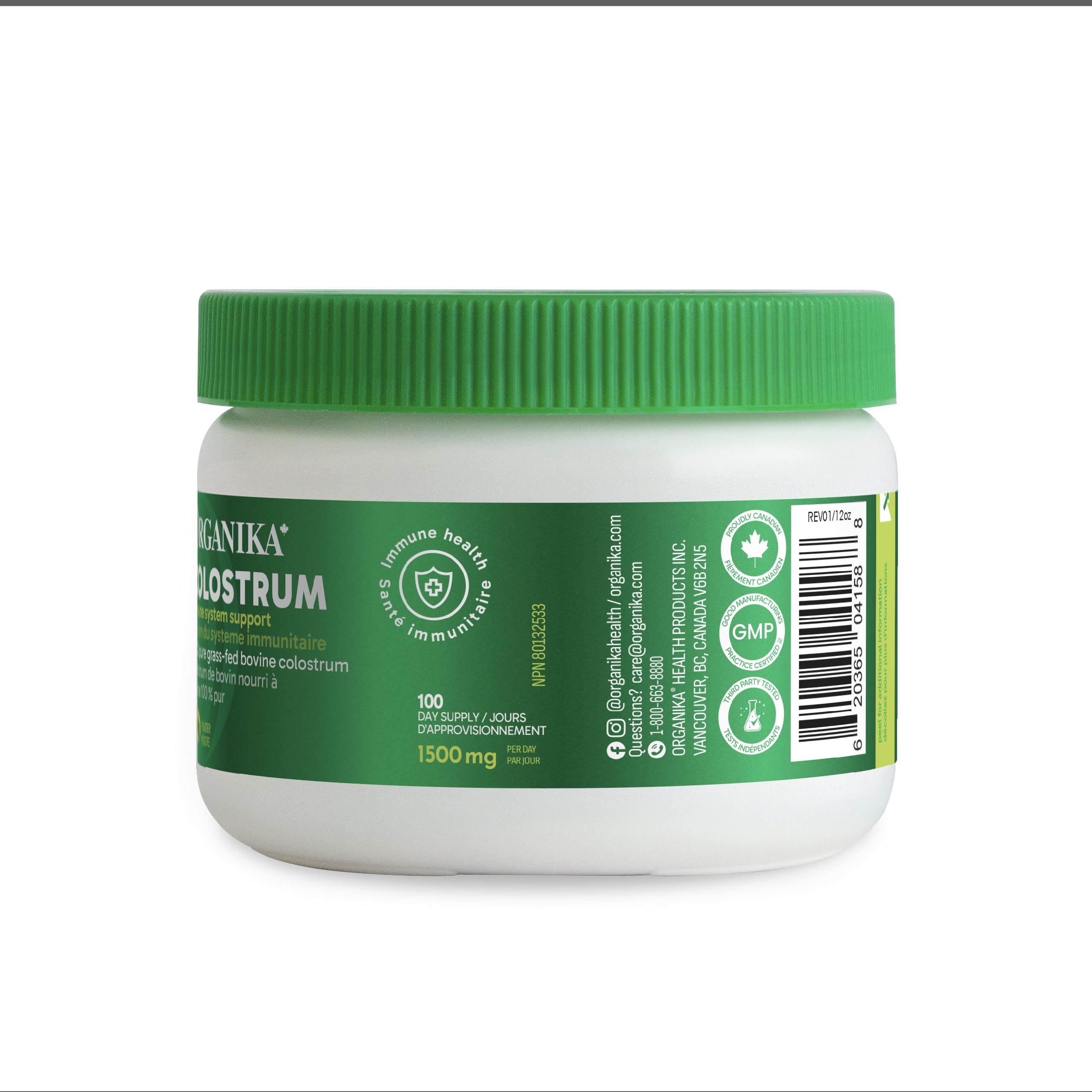 Organika Canadian-Made Colostrum (Bovine)- Immune Support, Grass-Fed- 150g 🍁 All In One Marketplace Canada