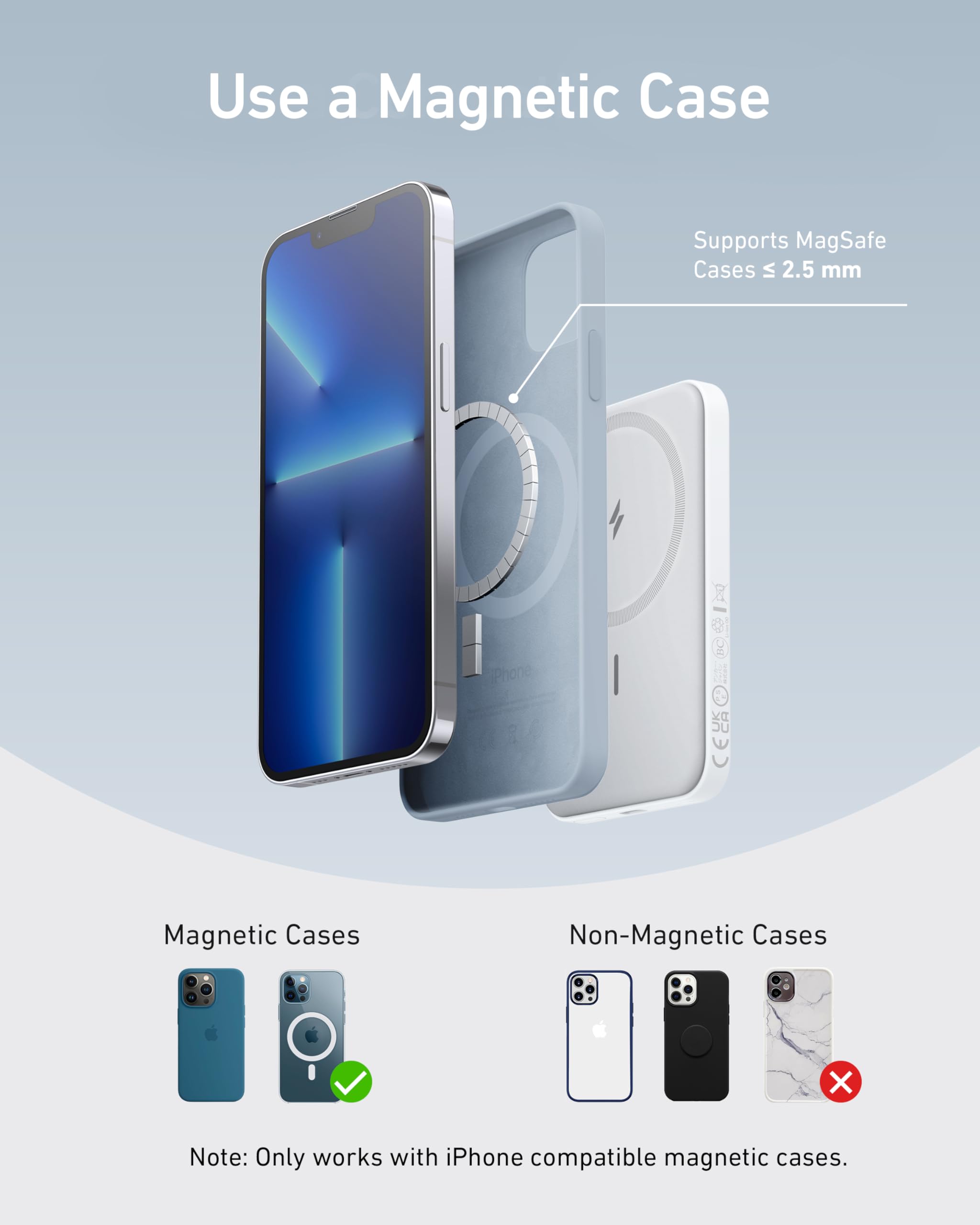 Anker 621 Magnetic Portable Charger (MagGo), 5,000mAh Wireless Power Bank with USB-C Cable, Magsafe-Compatible Battery Pack for iPhone 17/16/15/14/13/12 Series (White) 🍁 All In One Marketplace Canada