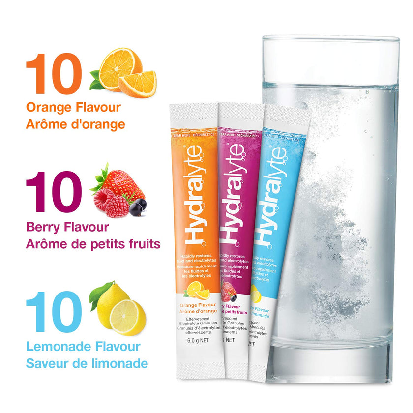 HydraLyte Electrolyte Powder, Low Sugar Electrolyte Packets Designed for Rapid Hydration, Safe Hydration for All Ages - Made with All Natural Ingredients, 30 Servings, Classic Variety 🍁 All In One Marketplace Canada