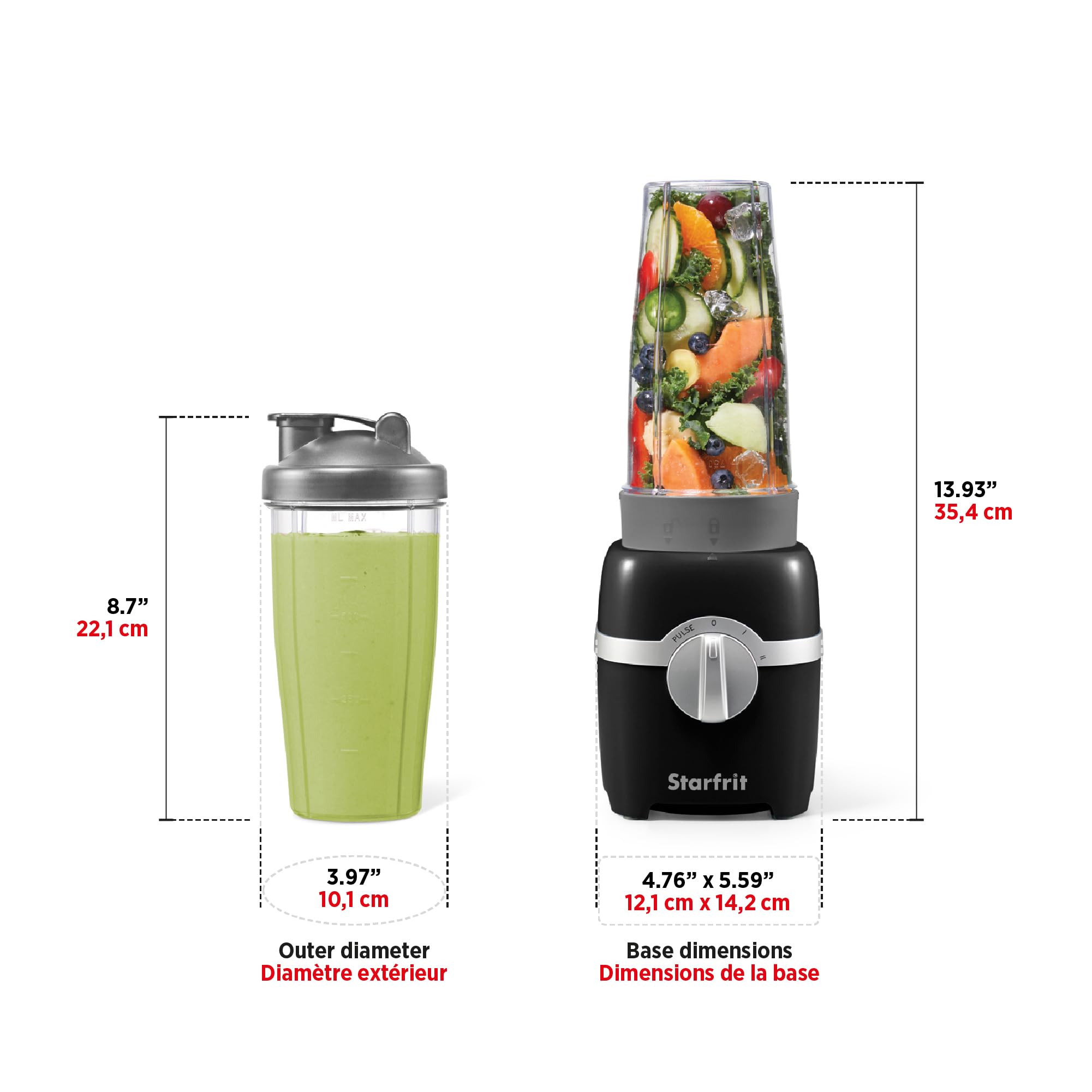 Starfrit Personal Blender, Two 828ml Cups, High, Low & Pulse Modes, 300W, Black 🍁 All In One Marketplace Canada