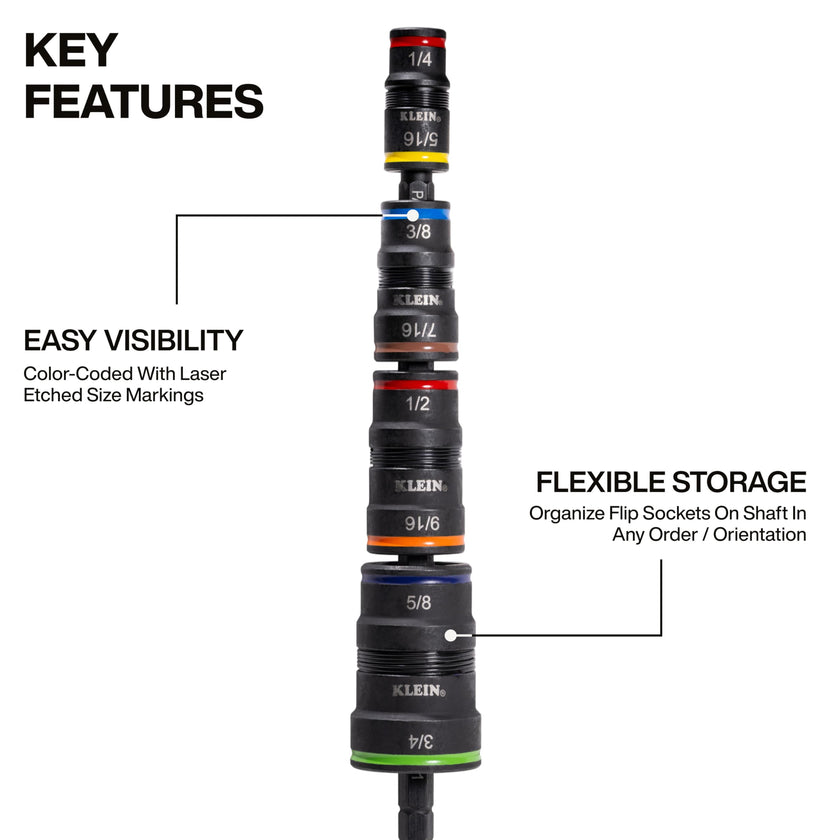 Klein Tools 32934 Impact Driver, 9-in-1 SAE Impact Socket Set, 4 Flip Sockets with 1/4, 5/16, 3/8, 7/16, 1/2, 9/16, 5/8, and 3/4-Inch Nut Driver Sizes with Bit Holder, 6-1/2-Inch Shaft 🍁 All In One Marketplace Canada