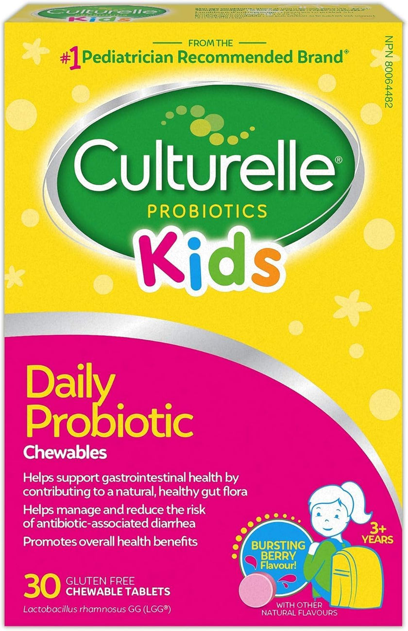 Culturelle Kids Daily Probiotic Chewable for Kids|With 100% Naturally Sourced Lactobacillus GG Strain|Most Clinically Studied Probiotic|Pediatrician Recommended|Berry Flavor|30 Count Chews 🍁 All In One Marketplace Canada