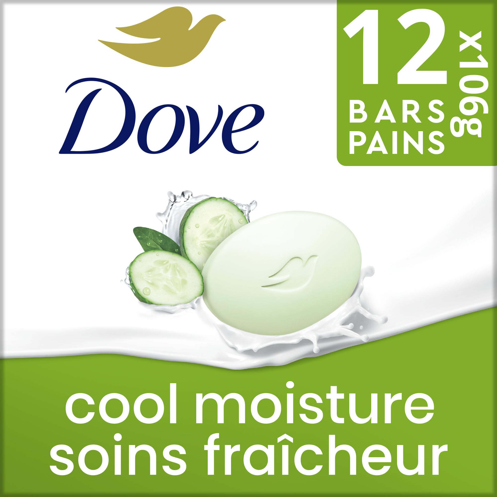 Dove Cool Moisture Beauty Bar Soap Cucumber Green Tea Scent, 106g, 12 Bars 🍁 All In One Marketplace Canada