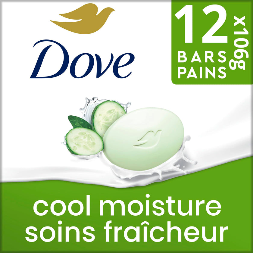 Dove Cool Moisture Beauty Bar Soap Cucumber Green Tea Scent, 106g, 12 Bars 🍁 All In One Marketplace Canada