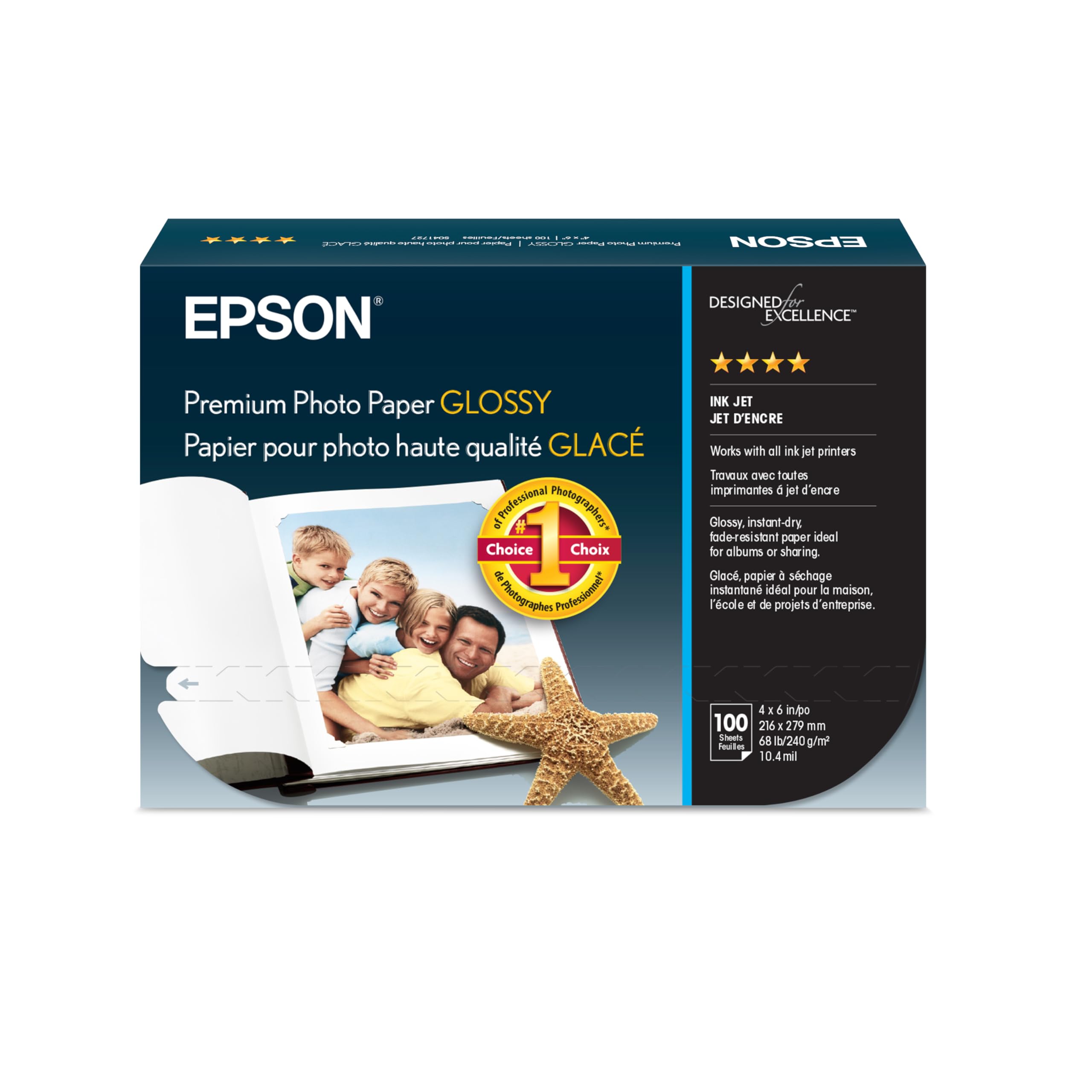 Epson Premium Photo Paper Glossy 4x6 100 Sheets S041727 🍁 All In One Marketplace Canada
