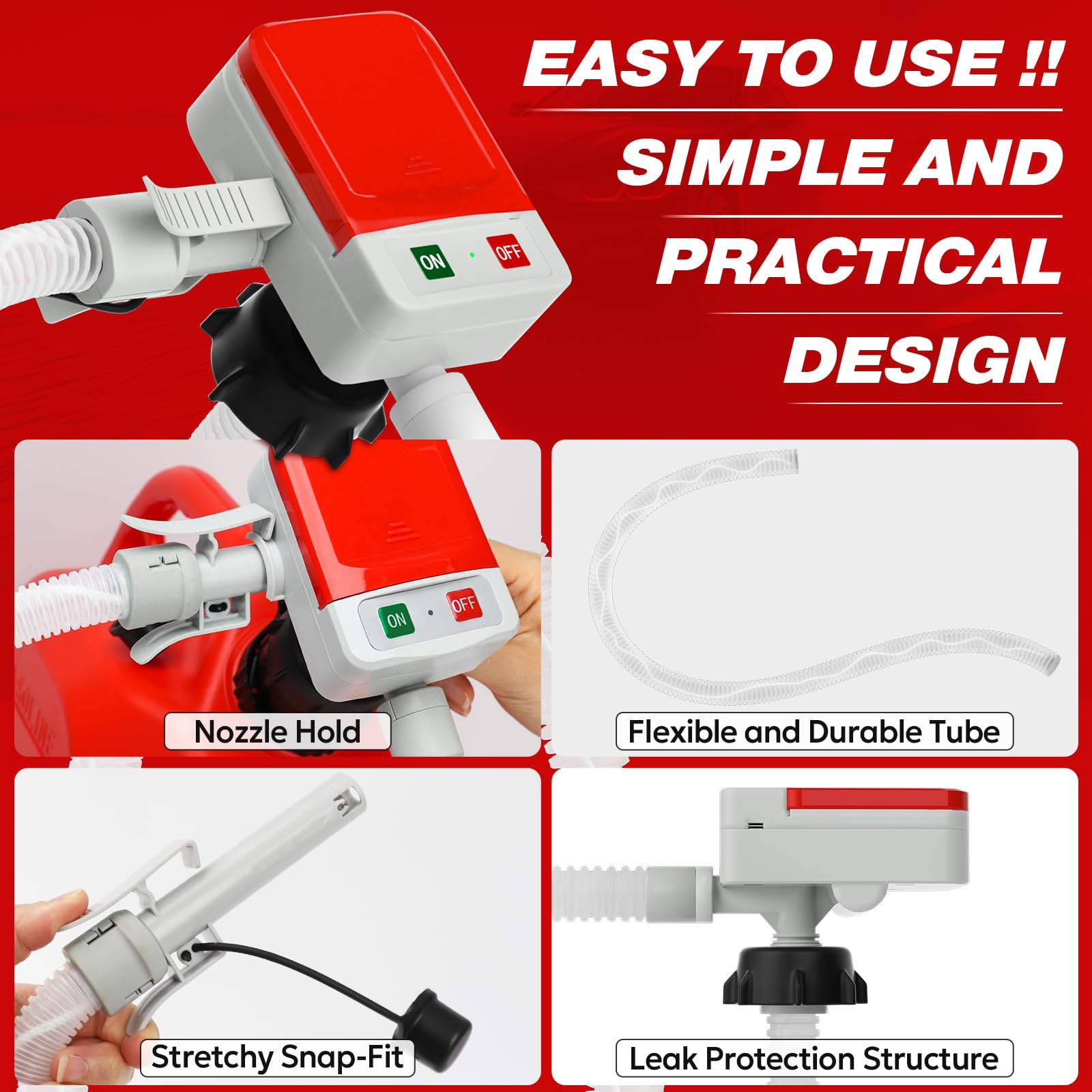 2026 Upgraded Electric Fuel Transfer Pump with Auto-Stop, 3.2 Gallon per Min, USB & Battery Powered, 51
