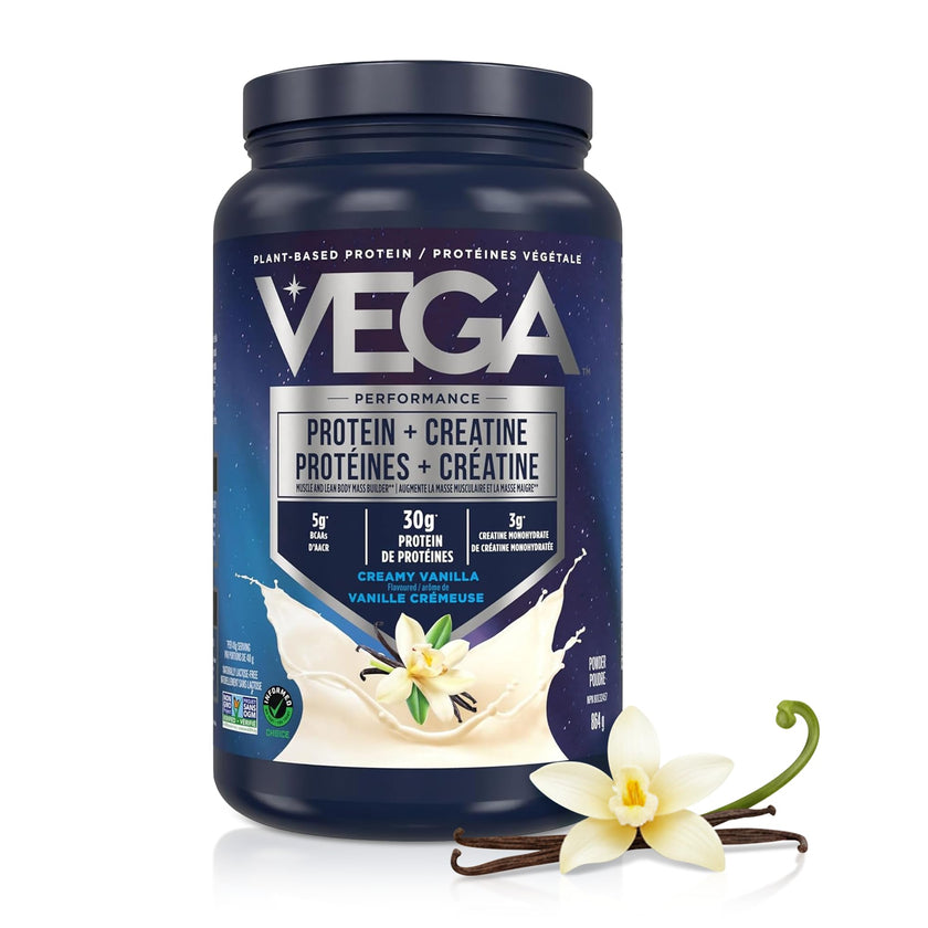 Vega Protein + Creatine, 28g Plant Based Protein Powder with Creatine for Muscle Recovery – Vanilla,18 Servings, 864 grams 🍁 All In One Marketplace Canada