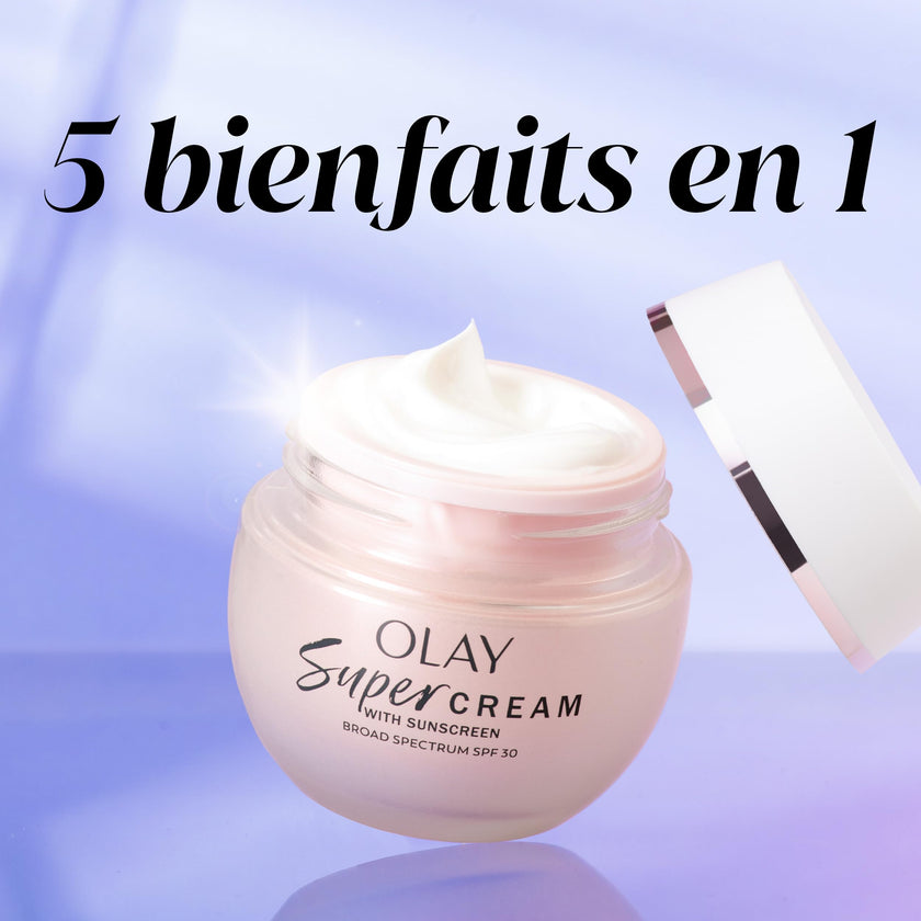 Olay Super Cream with Sunscreen SPF 30, Ultra Lightweight Face Moisturizer with Vitamin C, Hyaluronic Acid, Niacinamide, Vitamin E, and Collagen Peptide that hydrates, smooths, brightens, firms, and protects with SPF, 50 mL 🍁 All In One Marketplace Canada