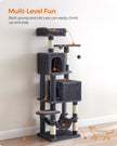 Feandrea Cat Tree Tower, 155 cm Multi-Level Cat Condo with 5 Scratching Posts, 2 Perches, 2 Caves, Hammock, 2 Pompoms, Smoky Gray UPCT192G01 🍁 All In One Marketplace Canada