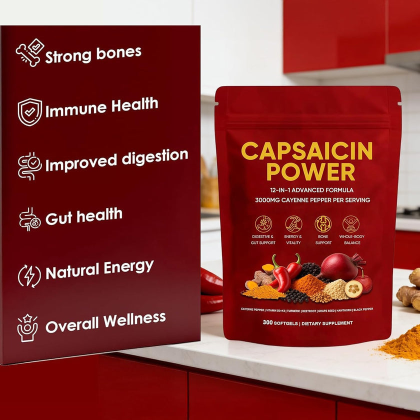 Cayenne Pepper - Cayenne Pepper Capsules | Resealable Package | 300 Softgels / 1 Bag B 🍁 All In One Marketplace Canada