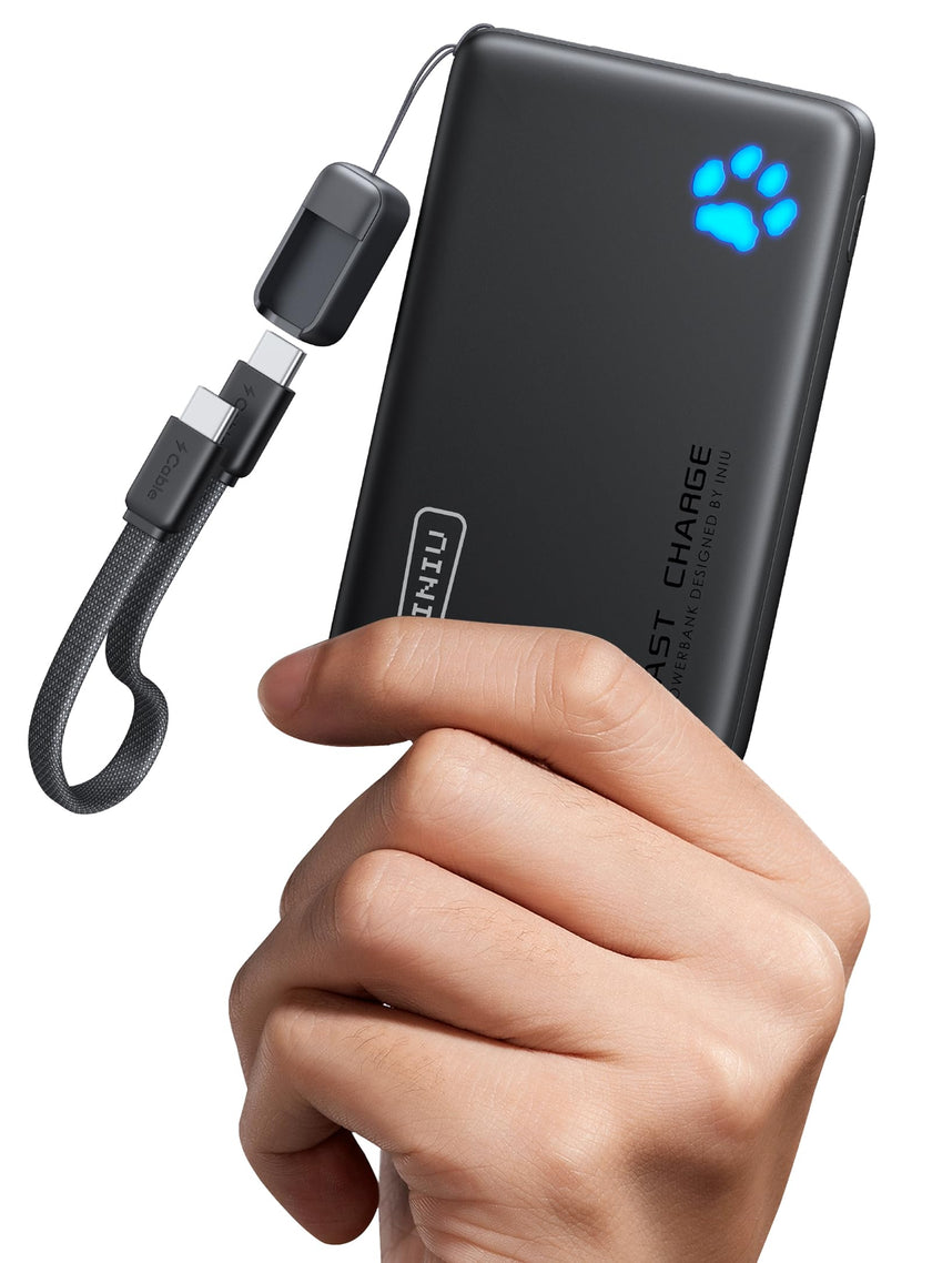 INIU Power Bank, 40% Smaller 10000mAh Portable Charger, 45W Ultra Fast Charging Powerbank with Detachable USB C Cable, Flight-Safe Travel External Battery Pack for iPhone 17 16 Samsung Google iPad etc 🍁 All In One Marketplace Canada