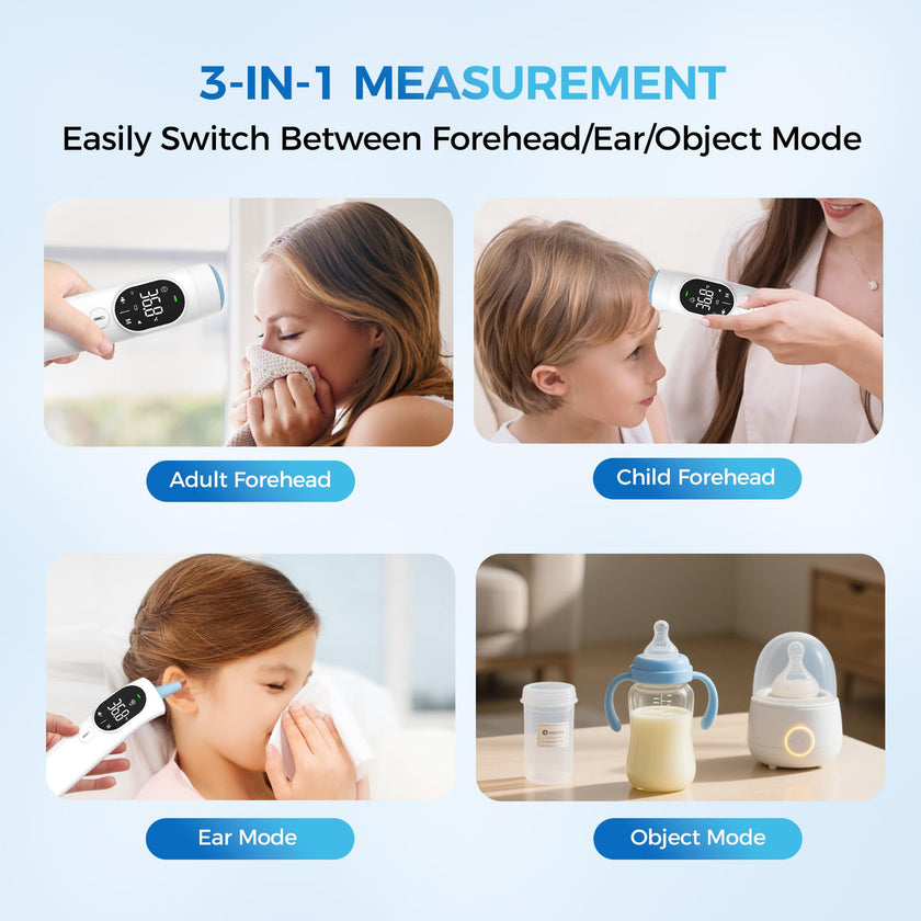 Thermometer Forehead and Ear Thermometer Digital Infrared Thermometer Baby Thermometer Accurate 1s Measure 40 Set Memory Mute Mode LED Screen for Adults Kids Fever Alarm with Storage Bag 🍁 All In One Marketplace Canada
