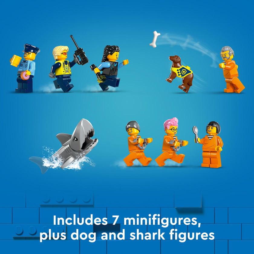 LEGO City Police Prison Island Toy Building Set, Birthday Gift for Boys and Girls Ages 7 Plus, Imaginative Play, Helicopter Toy, Boat Toy and Dinghy, 7 Minifigures with Dog and Shark Toy, 60419 🍁 All In One Marketplace Canada