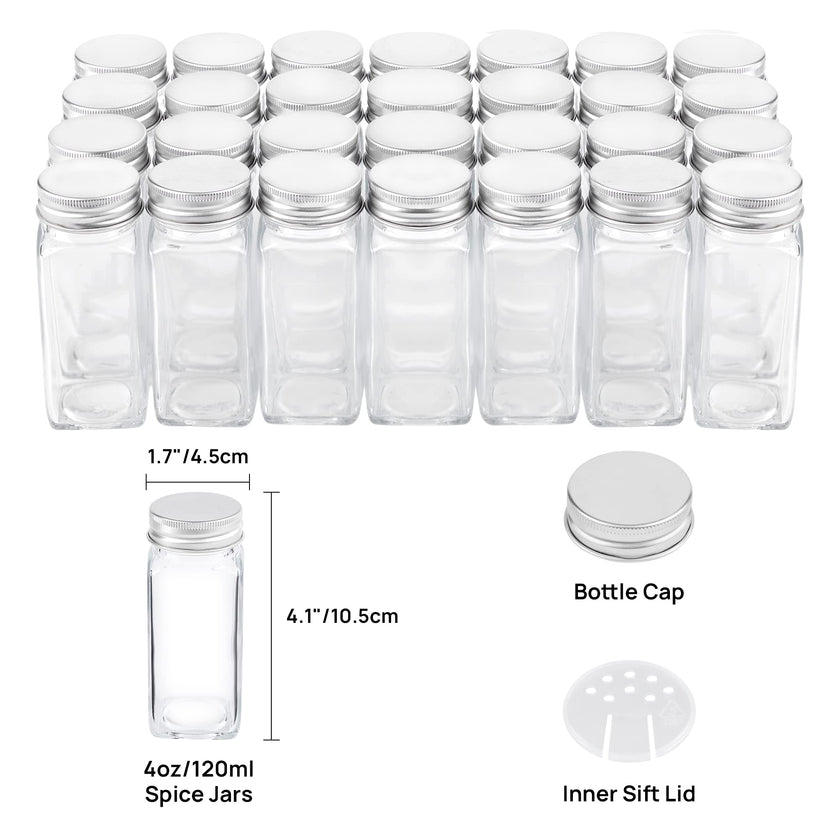 Vtopmart Spice Rack Organizer for Cabinet, 4 Tier Spice Organizer with 28 Empty Spice Jars and 432 Blank Labels, Seasoning Organization for Countertop, Cabinet, Kitchen, Pantry, Cupboard 🍁 All In One Marketplace Canada