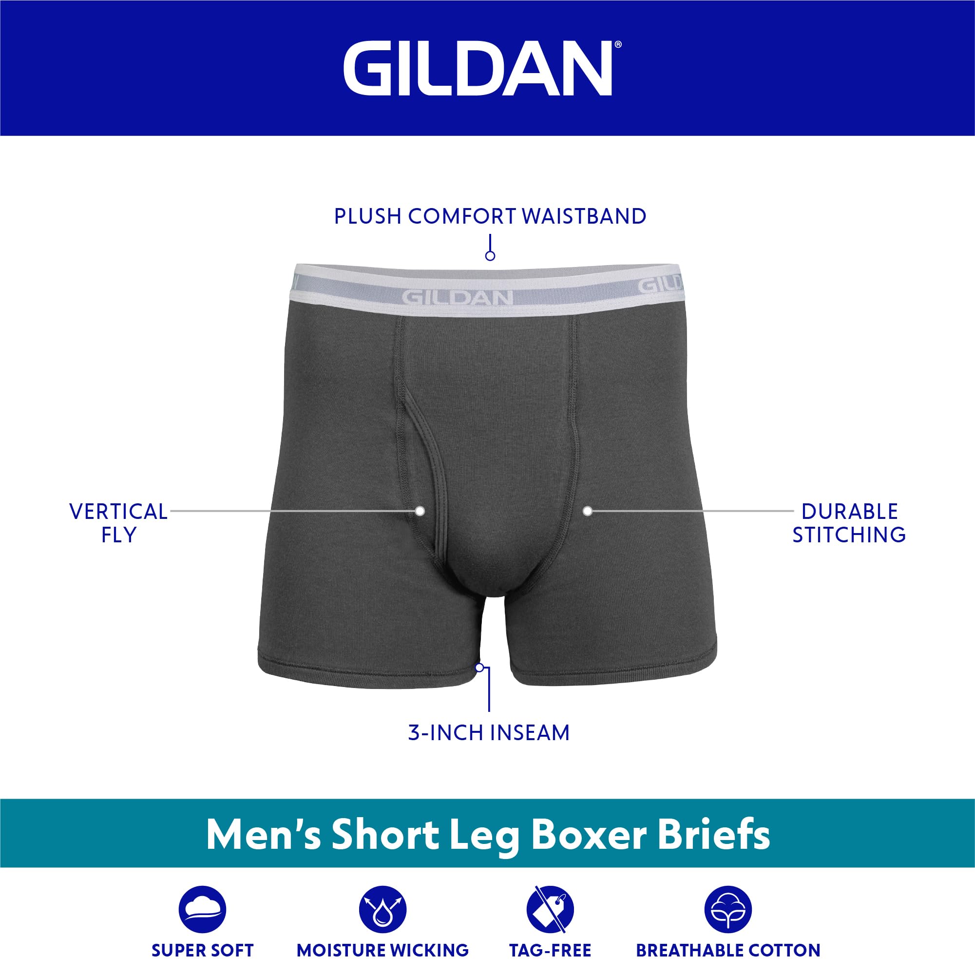 Gildan Men's Boxer Briefs, Multipack, Mixed Blue (5-Pack), Medium 🍁 All In One Marketplace Canada