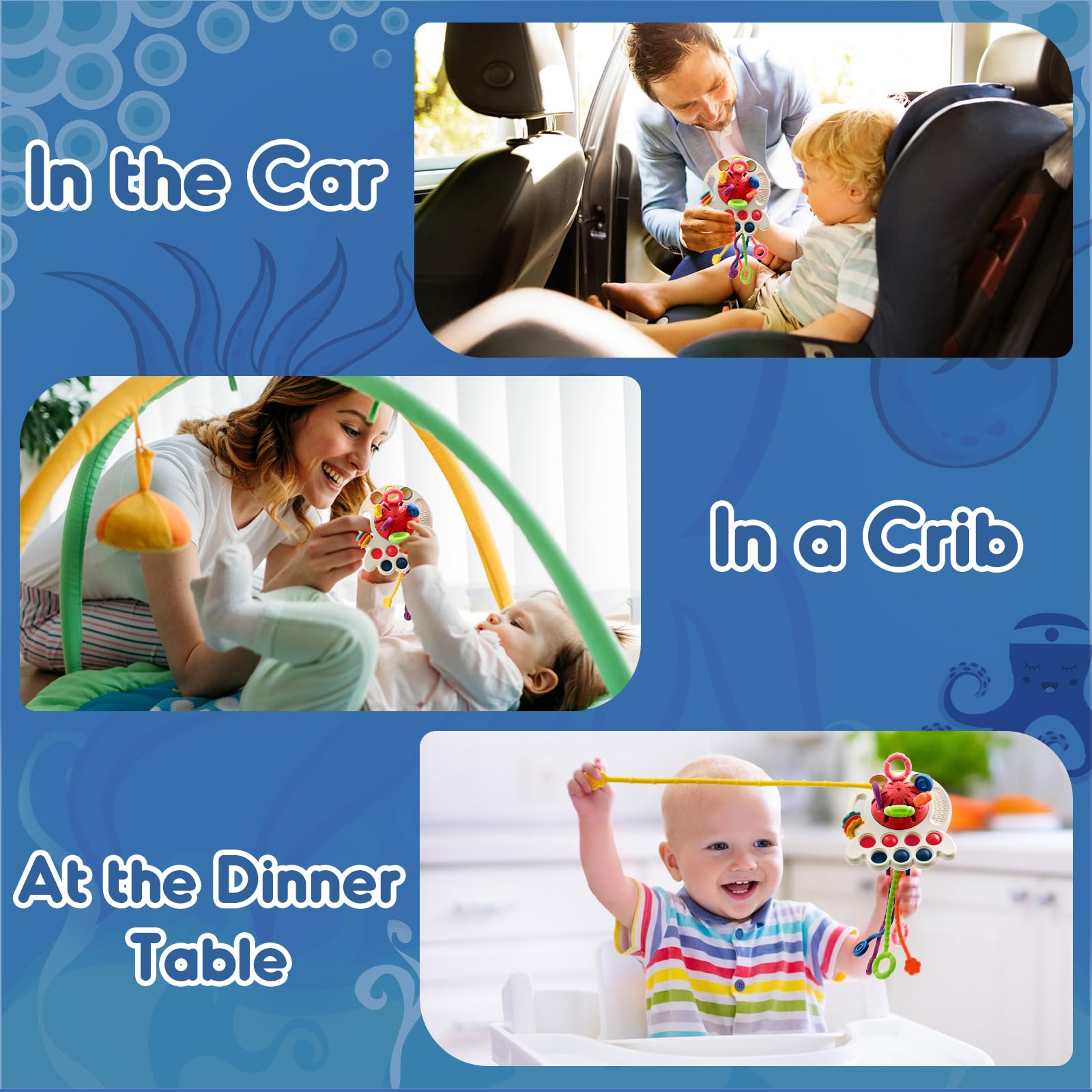 Sensory Montessori Toys for Baby 18 Months, Toddler Travel Toys for 2 Year Old Boy Girl Birthday Gifts, Soft Pull String Fidget Educational Learning Bath Toys for 18 Months Infant Newborn 🍁 All In One Marketplace Canada