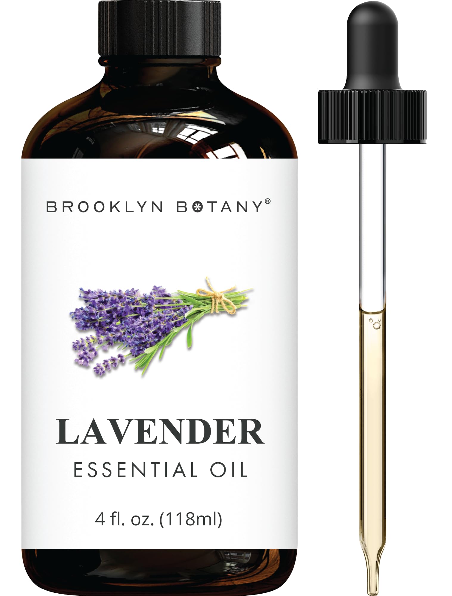Brooklyn Botany Lavender Essential Oil - Huge 118 ml - with Glass Dropper - for Aromatherapy and Diffuser 🍁 All In One Marketplace Canada