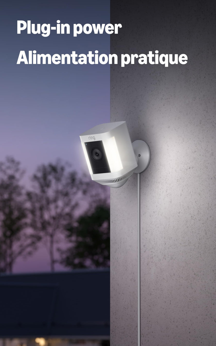 Ring Spotlight Cam Plus, Plug-in | Two-Way Talk, Colour Night Vision, and Security Siren - Black 🍁 All In One Marketplace Canada