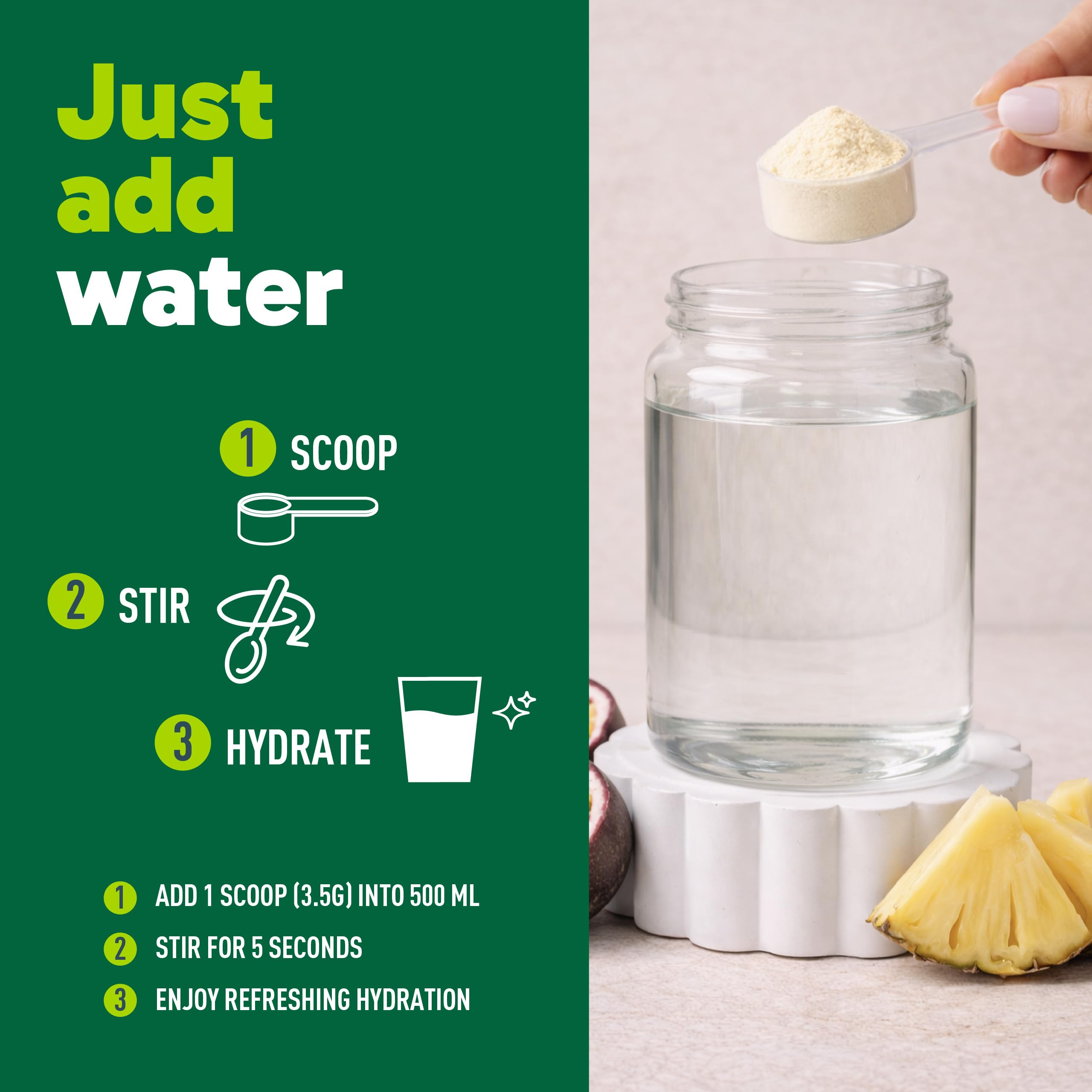 Organika Canadian-Made Electrolytes Powder with Vitamin C & Prebiotic Fibre - Sugar-Free Hydration Drink Mix - Pineapple PassionFruit - 210 g - 60 servings 🍁 All In One Marketplace Canada
