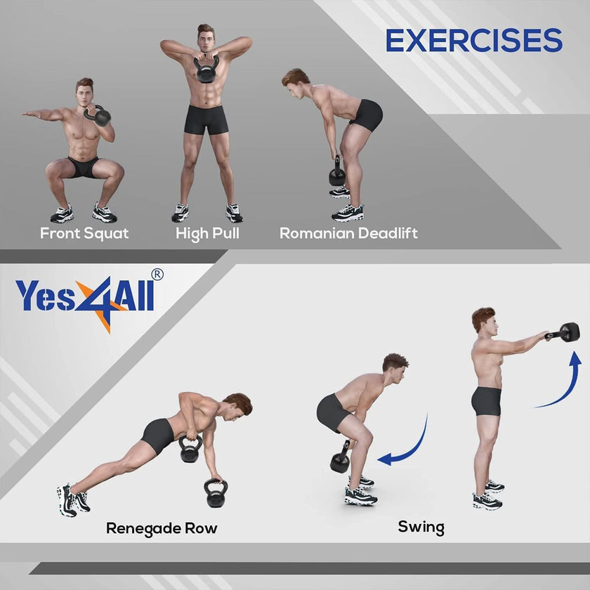 Yes4All Solid Cast Iron Kettlebell Weights Set – Great for Full Body Workout and Strength Training – Kettlebell 20 lbs (Black) 🍁 All In One Marketplace Canada