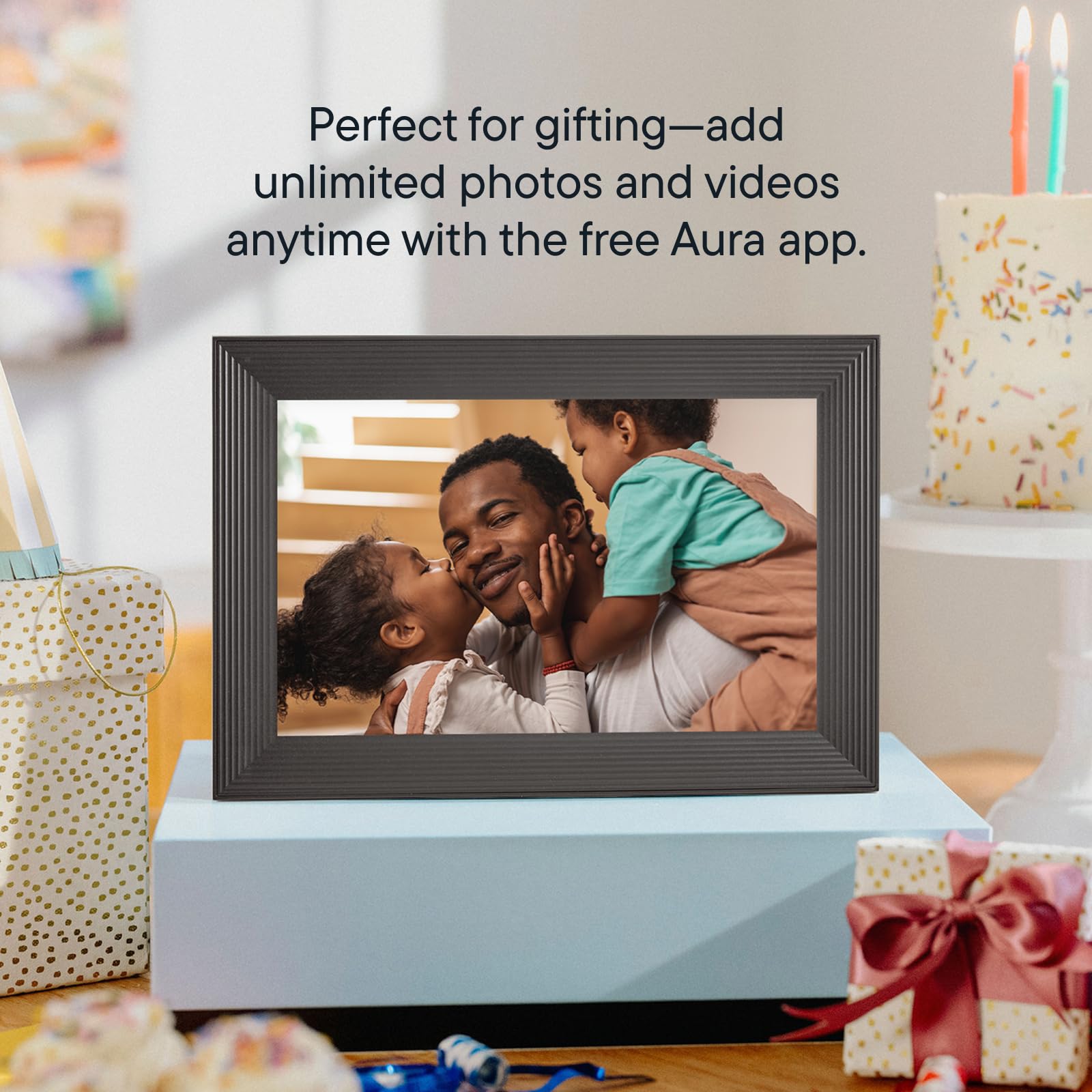 Aura Carver WiFi Digital Picture Frame | The Best Digital Frame for Gifting | Send Photos from Your Phone | Quick, Easy Setup in Aura App | Free Unlimited Storage | Gravel with White Mat 🍁 All In One Marketplace Canada
