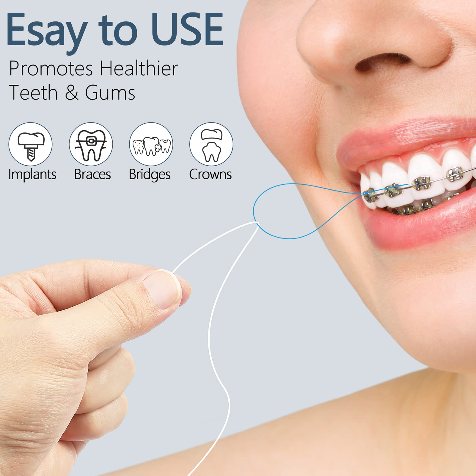 Floss Threaders, Deep Clean Dental Floss Threader for Braces, Bridges, and Implants, Blue 🍁 All In One Marketplace Canada