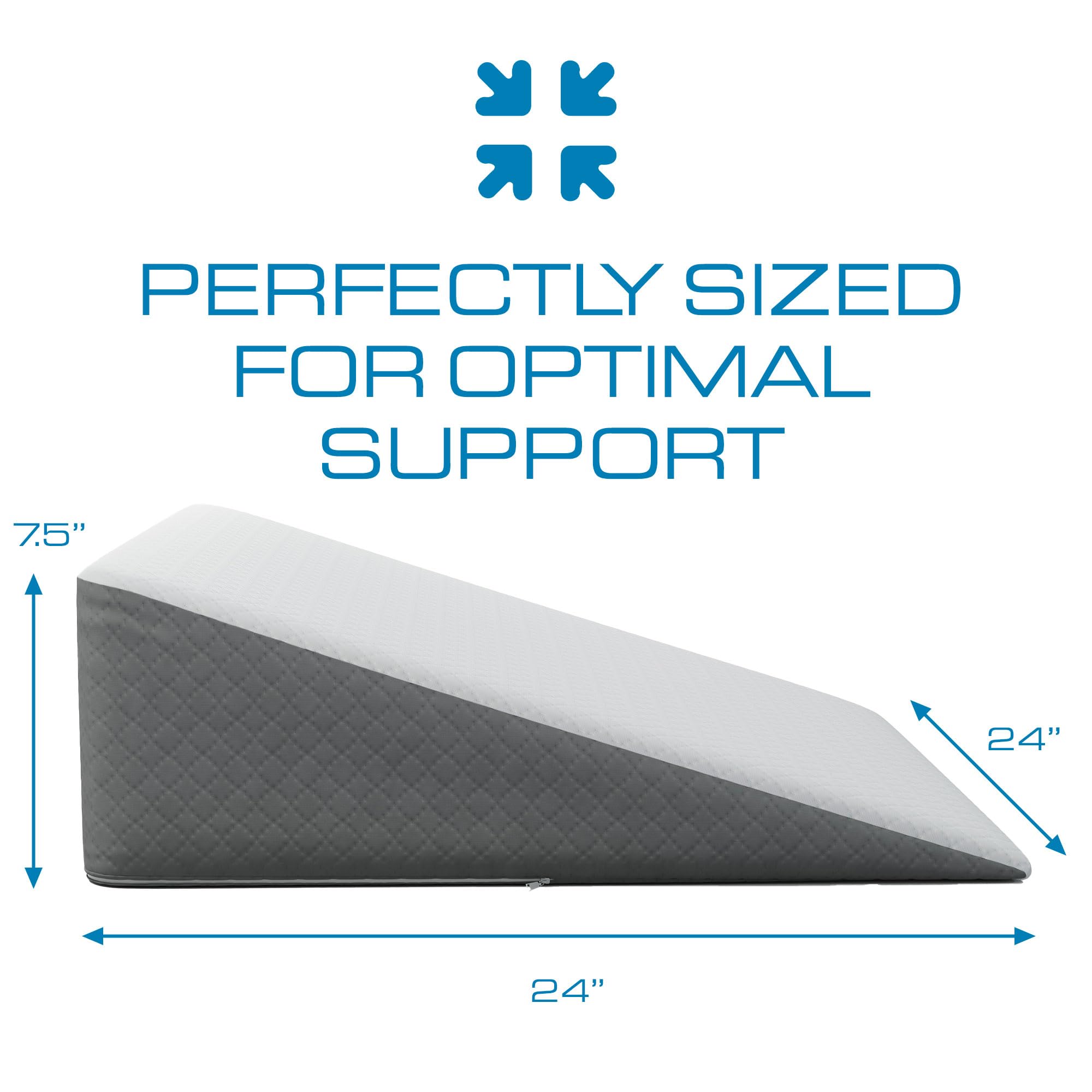 Kӧlbs Bed Wedge Pillow with Memory Foam Top Chic Jacquard Grey and White Cover (7.5