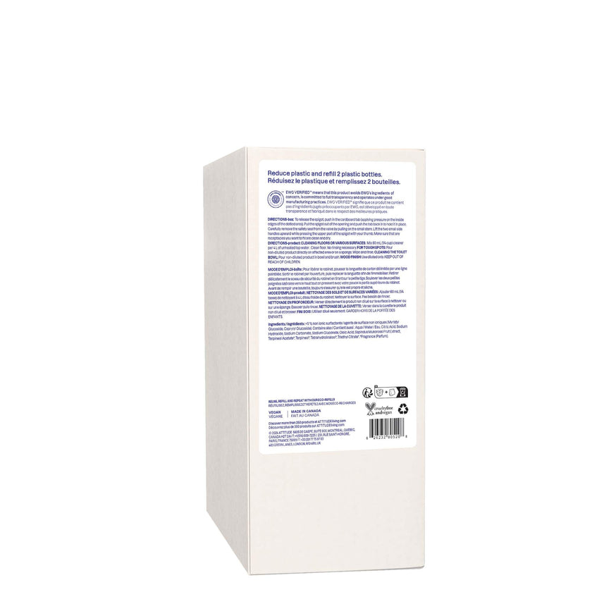 ATTITUDE Floor Cleaner Refill, EWG Verified, Streak-Free, Vegan & Plant-Based for Tile, Wood & Laminate Floors, Made in Canada, Citrus Zest Scent, 2 Liters 🍁 All In One Marketplace Canada