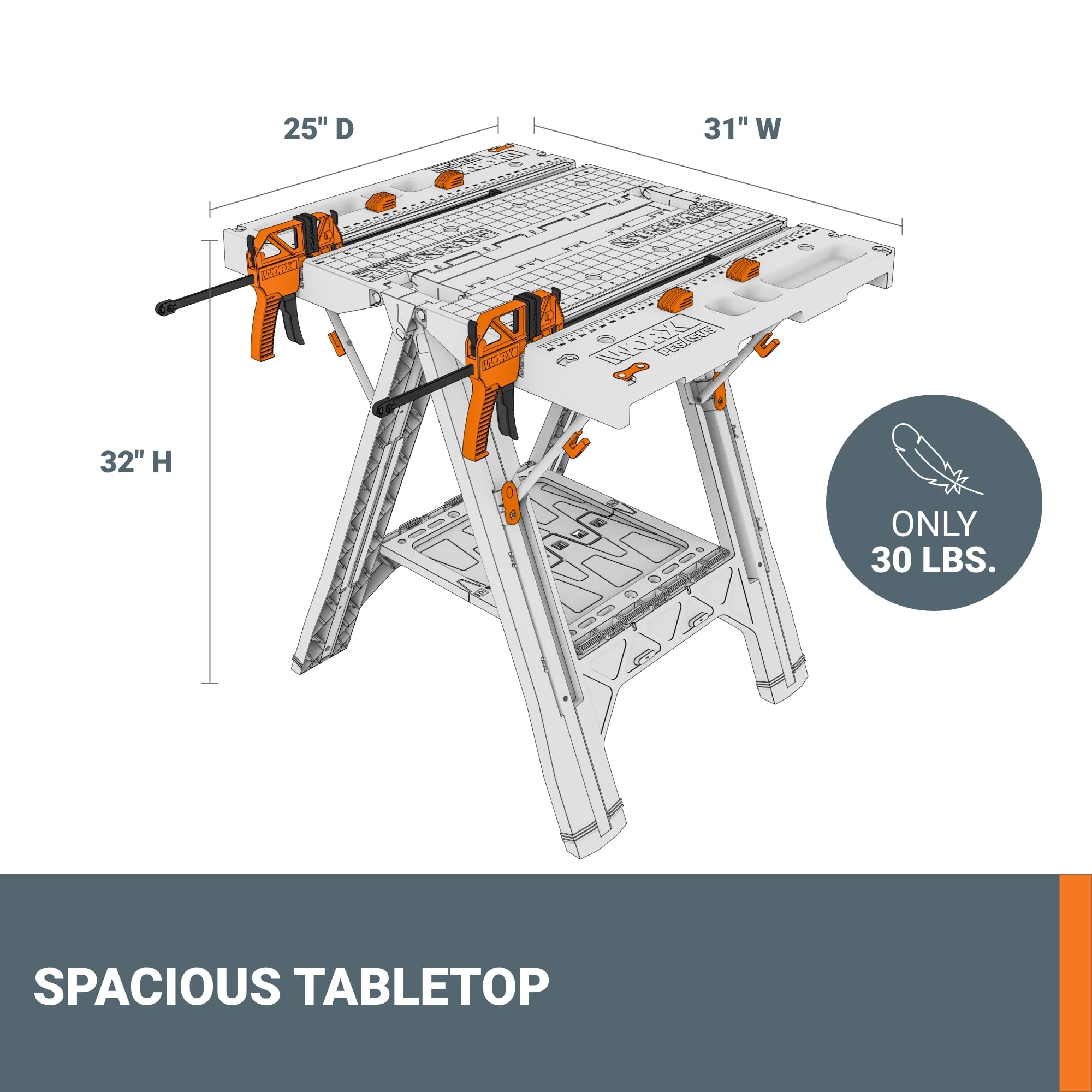 WORX WX051 Pegasus Folding Work Table with Quick Clamps 🍁 All In One Marketplace Canada