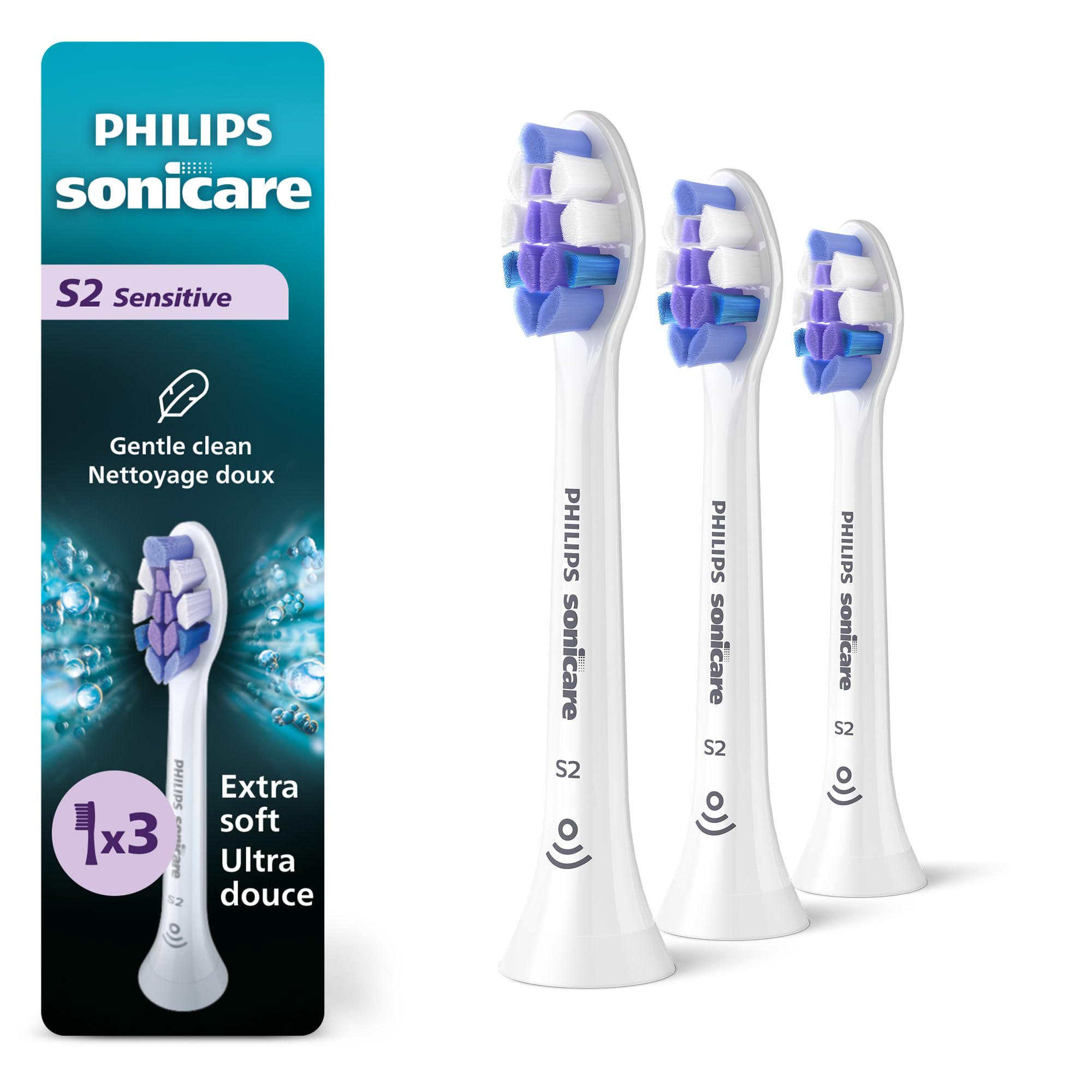 Philips Sonicare S2 Sensitive - Genuine Replacement Electric Toothbrush Heads, White, 3 Pack, HX6053/77 🍁 All In One Marketplace Canada