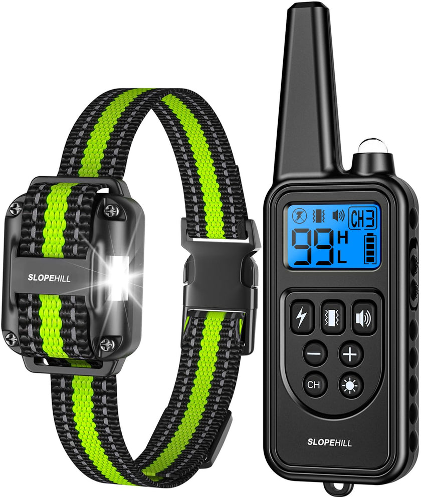 SLOPEHILL Dog Training Collar with Remote,4200Ft Electronic Shock Collars,Waterproof E-Collar Featuring Beep,Vibration,Shock,Light and Keypad Lock Mode,fit for Small Medium Large Dogs (Green) 🍁 All In One Marketplace Canada