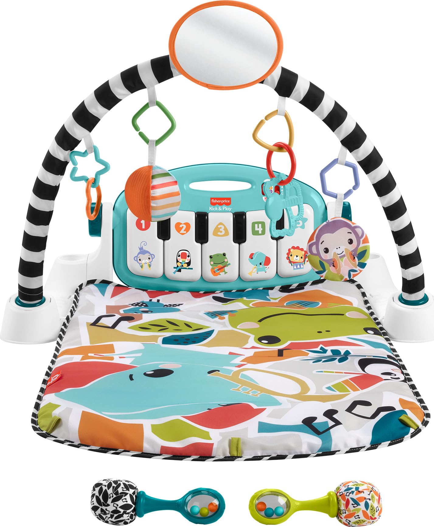 Fisher-Price Baby Musical Toy Set Glow and Grow Kick & Play Piano Gym Blue Playmat with 2 Rattle Maracas for Newborns Ages 0+ Months 🍁 All In One Marketplace Canada