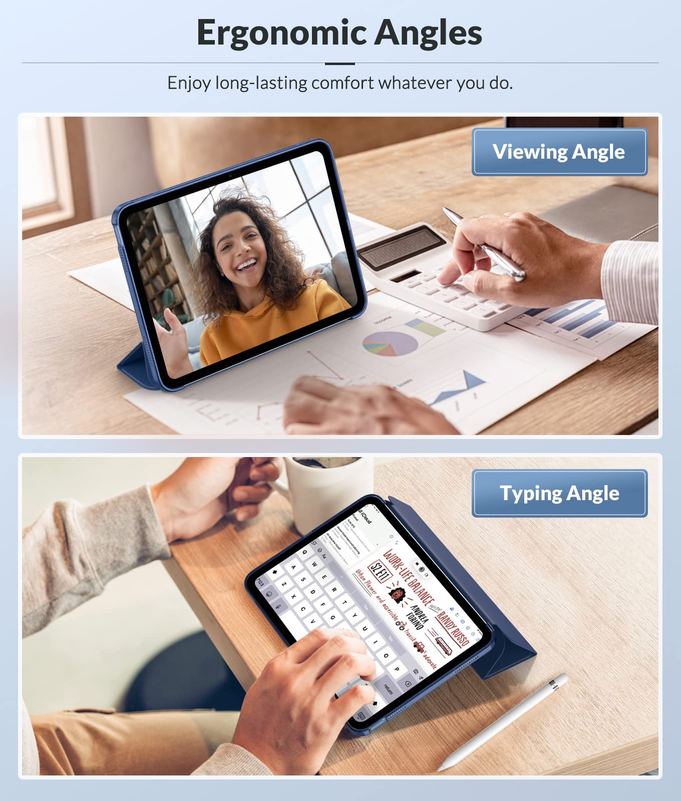 MoKo Case for New iPad (A16) 11th Generation 2025/ 10th Generation 2022, iPad 11 inch/ 10.9 inch Case with Soft TPU Translucent Frosted Back Cover, Auto Wake/Sleep, Support Touch ID,Navy Blue 🍁 All In One Marketplace Canada