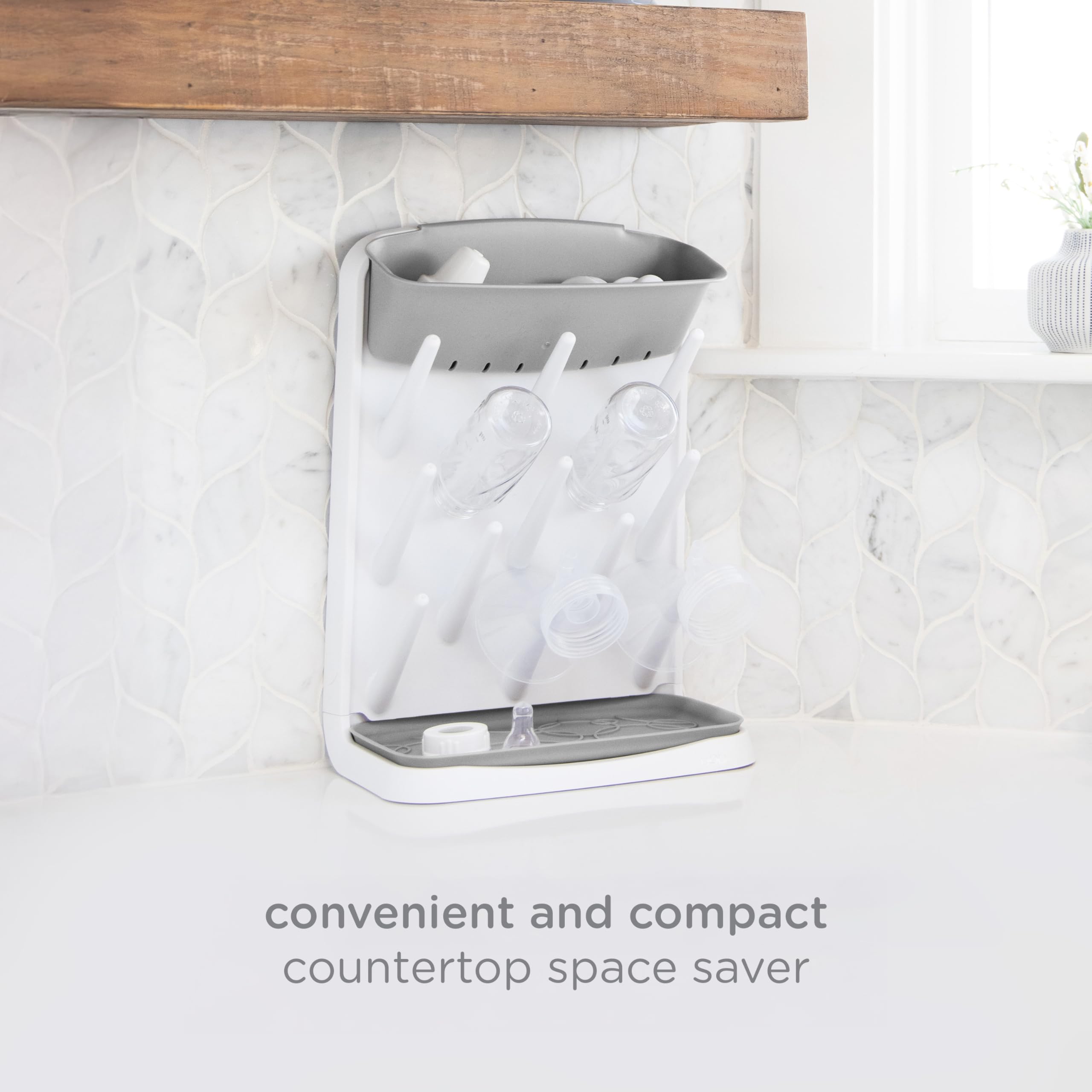 Ubbi Vertical Baby Bottle Drying Rack, Countertop Drying Rack Baby Accessory, Grey 🍁 All In One Marketplace Canada