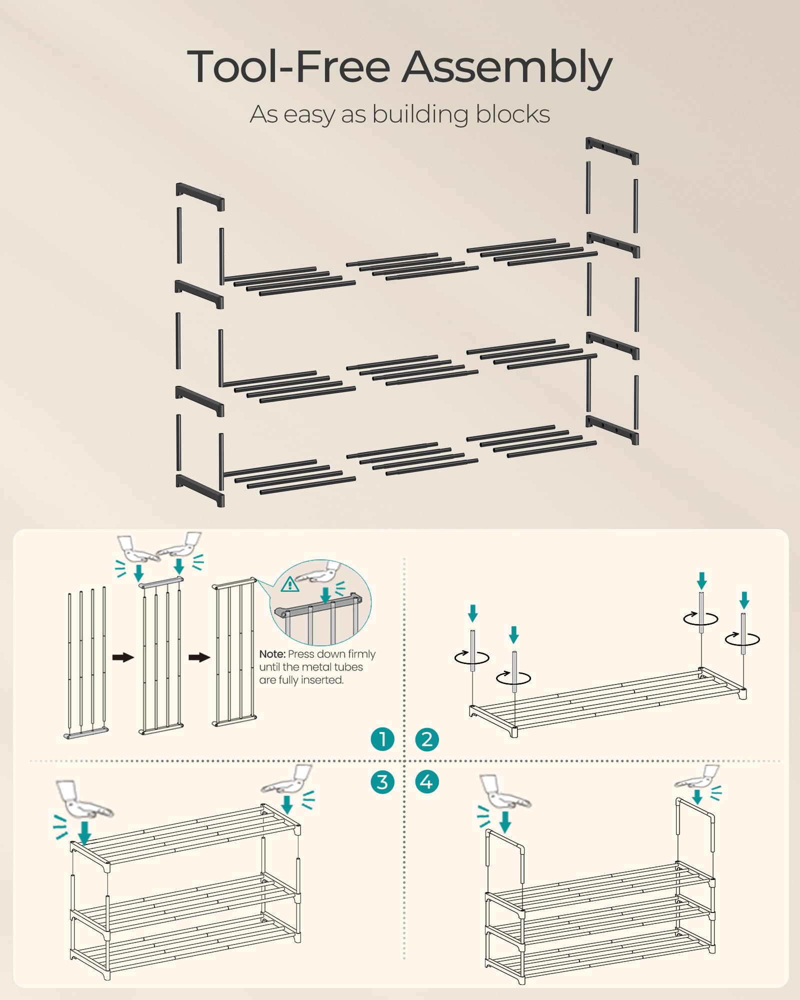 SONGMICS Shoe Rack, 3-Tier Shoe Organizer, Sturdy Storage Shelf, Upright or Upside Down, for 16-20 Pairs, Stackable, for Entryway, 30 x 92 x 55 cm, Black ULSA303B02 🍁 All In One Marketplace Canada