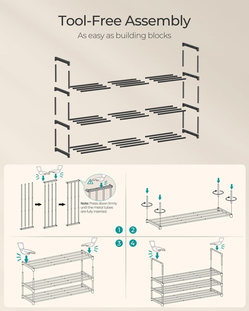 SONGMICS Shoe Rack, 3-Tier Shoe Organizer, Sturdy Storage Shelf, Upright or Upside Down, for 16-20 Pairs, Stackable, for Entryway, 30 x 92 x 55 cm, Black ULSA303B02 🍁 All In One Marketplace Canada