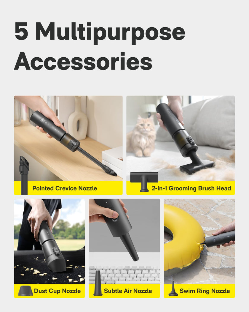 HOTO Handheld Car Vacuum Cleaner Cordless, 4-in-1 Portable Mini Vacuum with 20000Pa Strong Suction, Electric Compressed Air Duster Blower for Car, Desk, Computer, Keyboard, Home, Office Cleaning 🍁 All In One Marketplace Canada