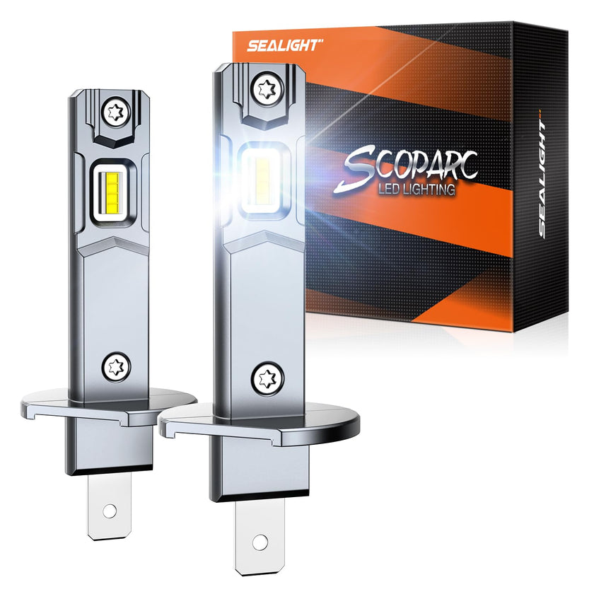 SEALIGHT 2026 Upgraded H1 LED Headlight Bulbs, 1:1 Design 60,000LM 1000% Brighter H1 Headlight Bulb, 6500K Cool White, Plug and Play Halogen Replacement, Non-polarity, Pack of 2 🍁 All In One Marketplace Canada