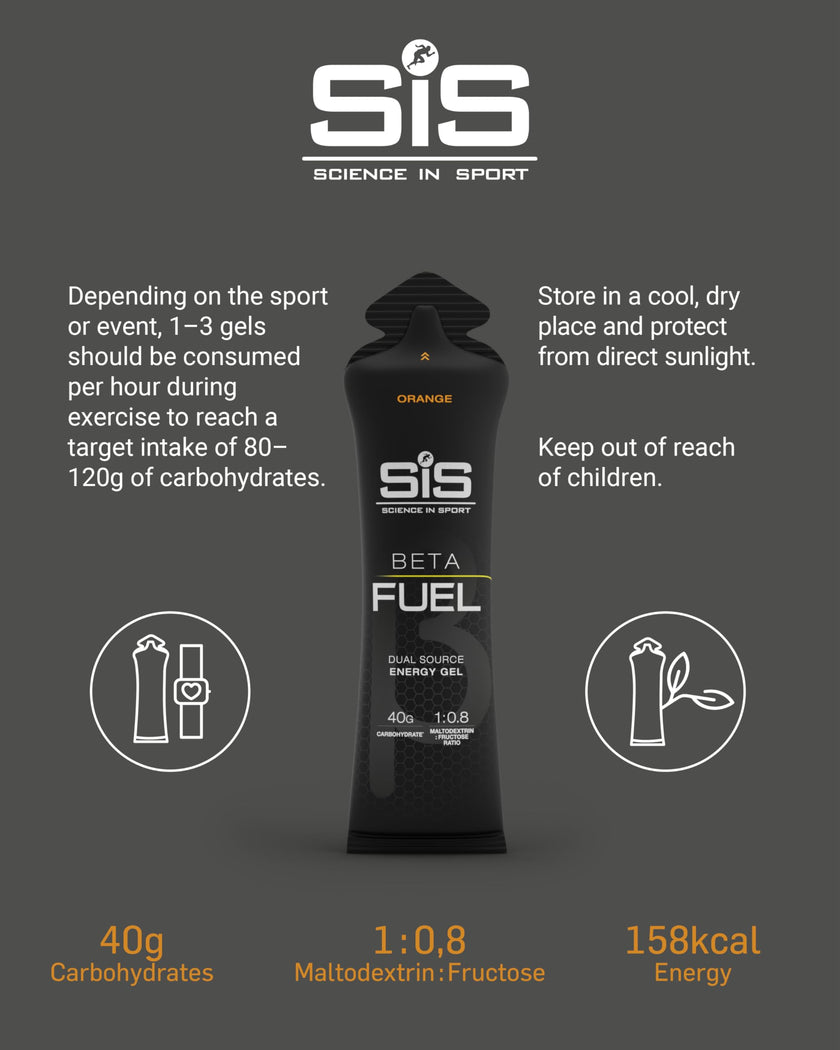 Science in Sport Beta Fuel Gel | Easily Digestible & Quick Carbohydrates, Dual Source Energy Gel | 40g Carbs for Energy | Vegan, Gluten Free, Dairy Free, Nut Free | 60 mL (Orange) 🍁 All In One Marketplace Canada