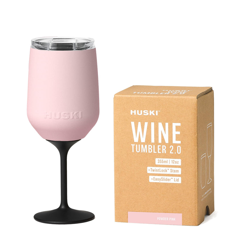 Huski Wine Tumbler 2.0 | New | Award-Winning Design with Detachable Stem | Premium Stainless Steel Wine Glass with Lid | Triple Insulated Tumbler | 355ml Capacity | Great Gift (Powder Pink) 🍁 All In One Marketplace Canada
