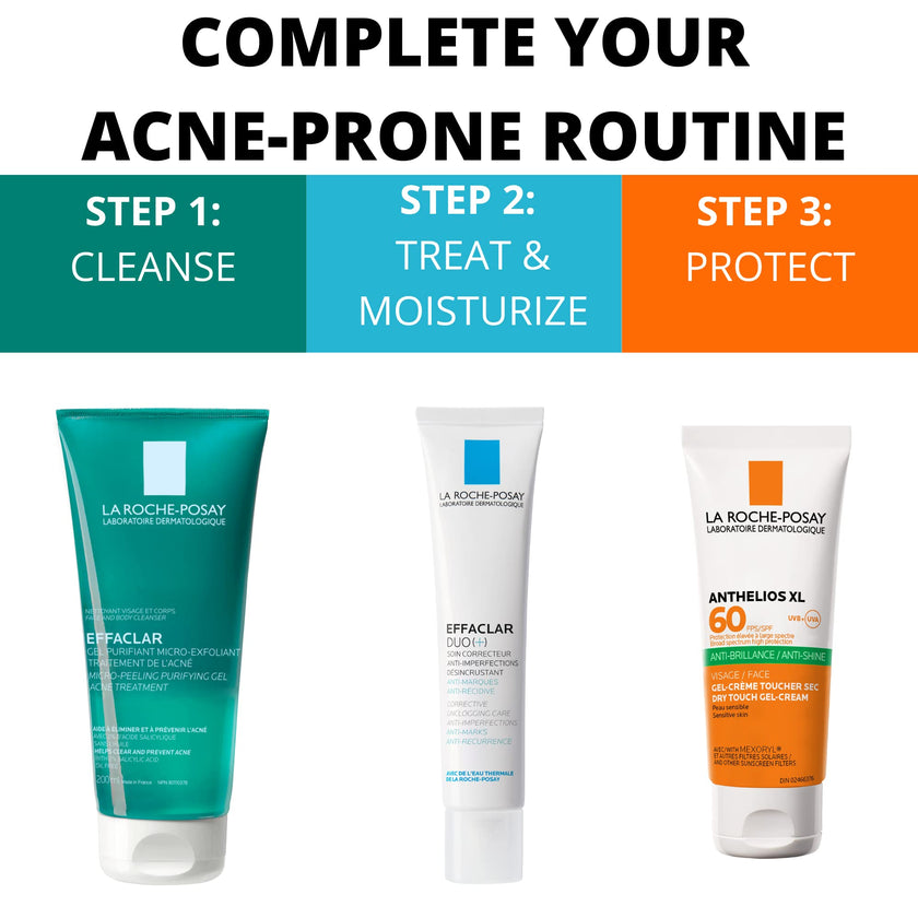 La Roche Posay Effaclar Micro-Peeling Purifying Gel Cleanser Acne Treatment. 2% salicylic acid face & body wash with niacinamide. Unclogs pores, exfoliates, acne marks. Oil-free, sensitive skin, 200ML 🍁 All In One Marketplace Canada