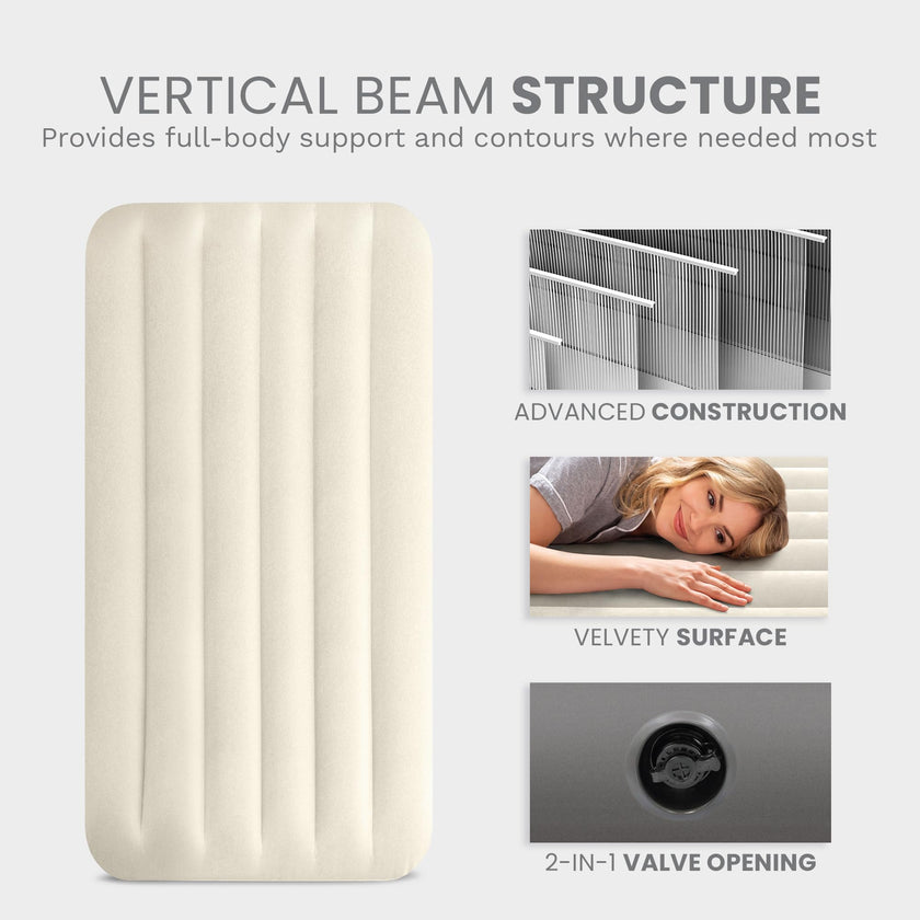 INTEX 64101E Dura-Beam Standard Single-High Air Mattress: Fiber-Tech – Twin Size – 10in Bed Height – 300lb Weight Capacity – Pump Sold Separately 🍁 All In One Marketplace Canada