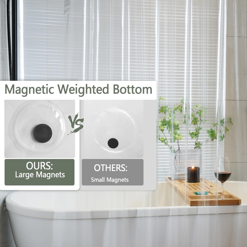 Seenus PEVA 8G Clear Shower Curtain Liner with 3 Large Magnets, Bpa-Free Waterproof Plastic Shower Curtain for Bathroom, 72 x 72 inch Completely Transparent Shower Liner Mildew Resistant 🍁 All In One Marketplace Canada