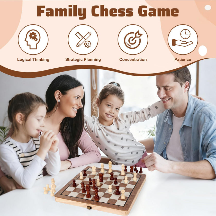 Joneytech Wooden Chess Set,11.5 inch Magnetic Chess Board Folding Design with Storage Travel Chess Game for Kids, Adults and Family Game Night 🍁 All In One Marketplace Canada