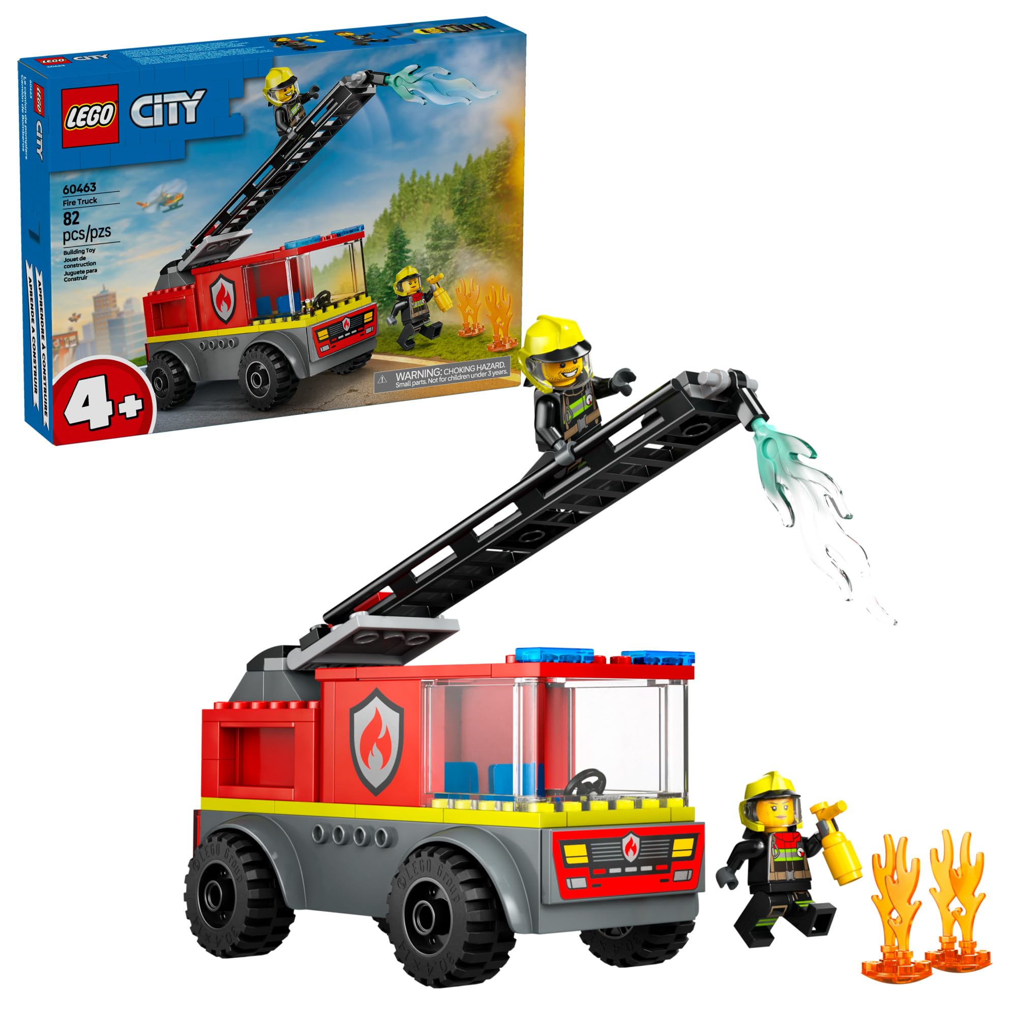 LEGO City Fire Ladder Truck Toddler Toy - Fire Truck Toy with 2 Firefighter Minifigures, Digital Guide for Boys and Girls, Ages 4+ - Learning, Educational Toy for Preschool - 60463 🍁 All In One Marketplace Canada