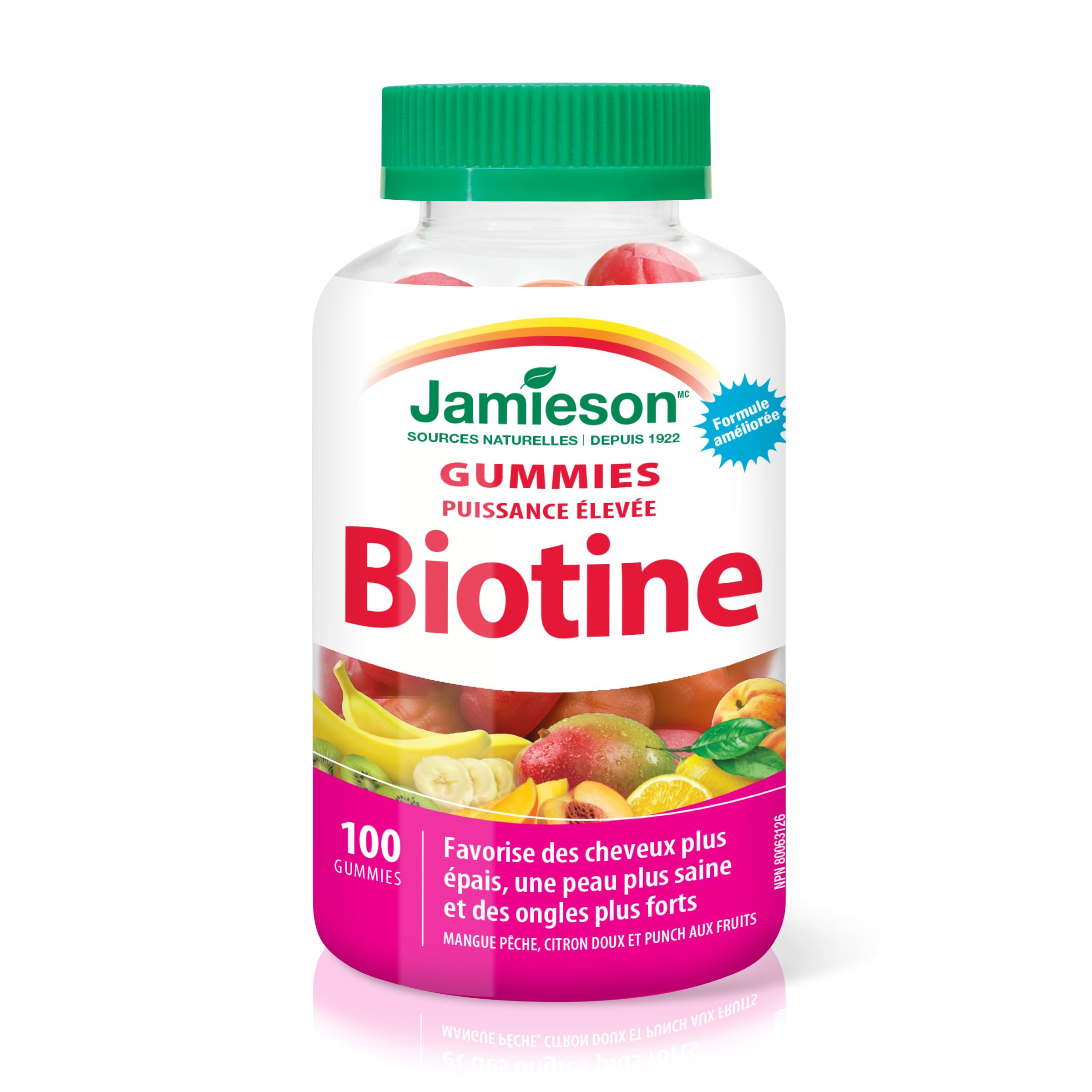 Jamieson High Potency Biotin Gummies with Vitamin C and Vitamin E, 100 Gummies, Mixed Flavours. Supports Thicker Hair, Healthier Skin, Stronger Nails. Gelatin-Free 🍁 All In One Marketplace Canada