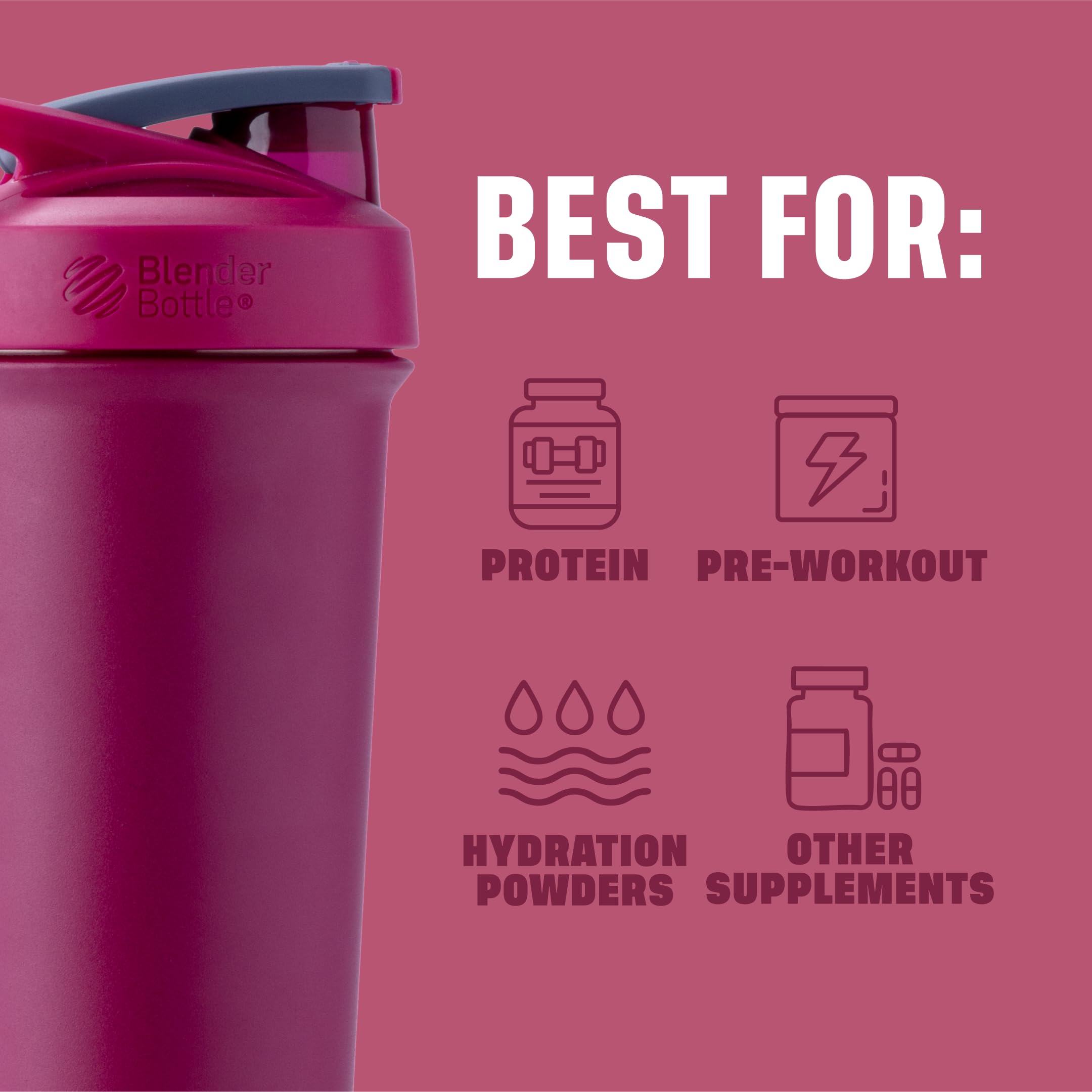 BlenderBottle Strada Sleek Shaker Cup Insulated Stainless Steel Water Bottle with Wire Whisk, 25-Ounce, Raspberry 🍁 All In One Marketplace Canada